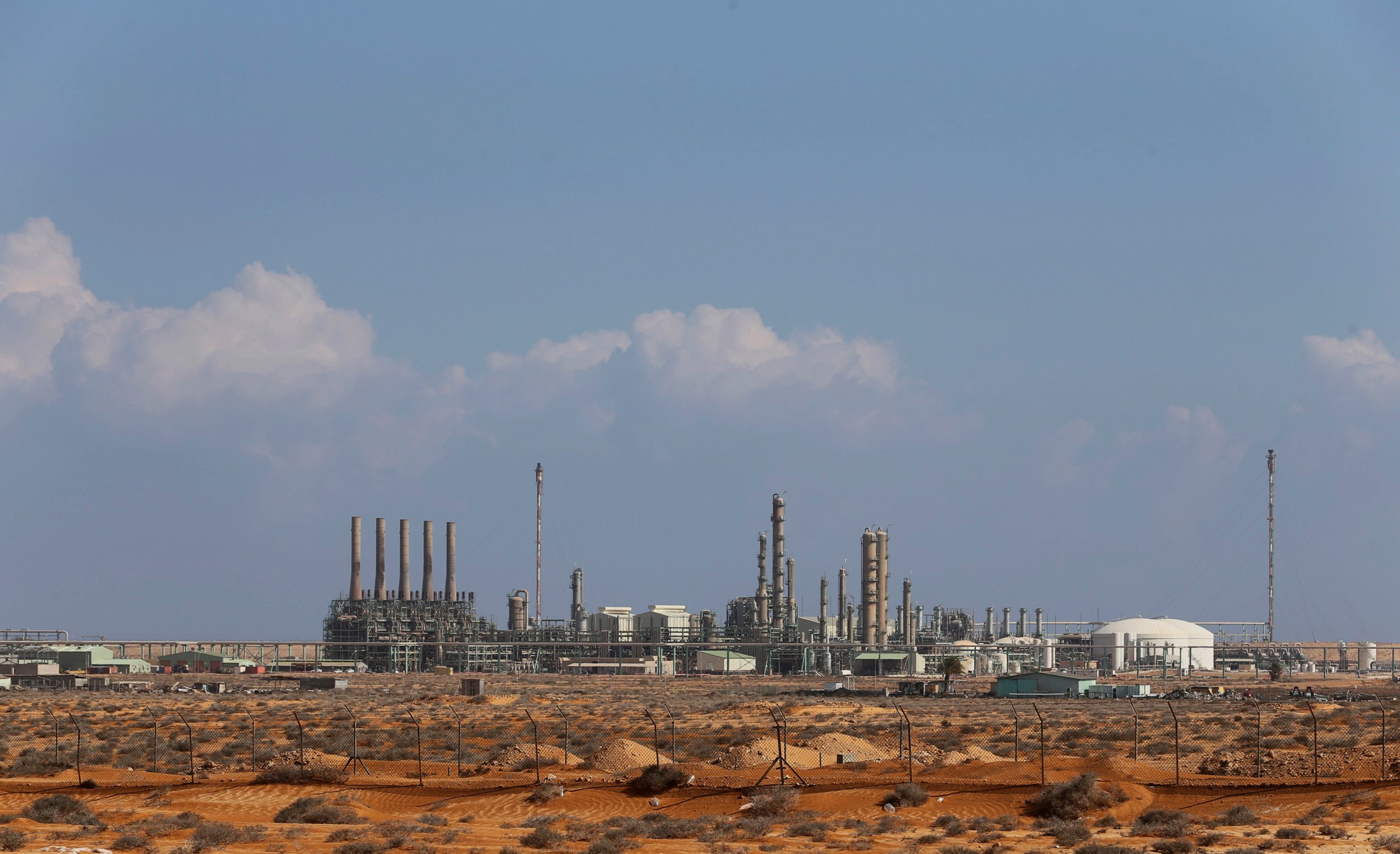 General view of the industrial zone at the oil port of Ras Lanuf on March 11, 2014.