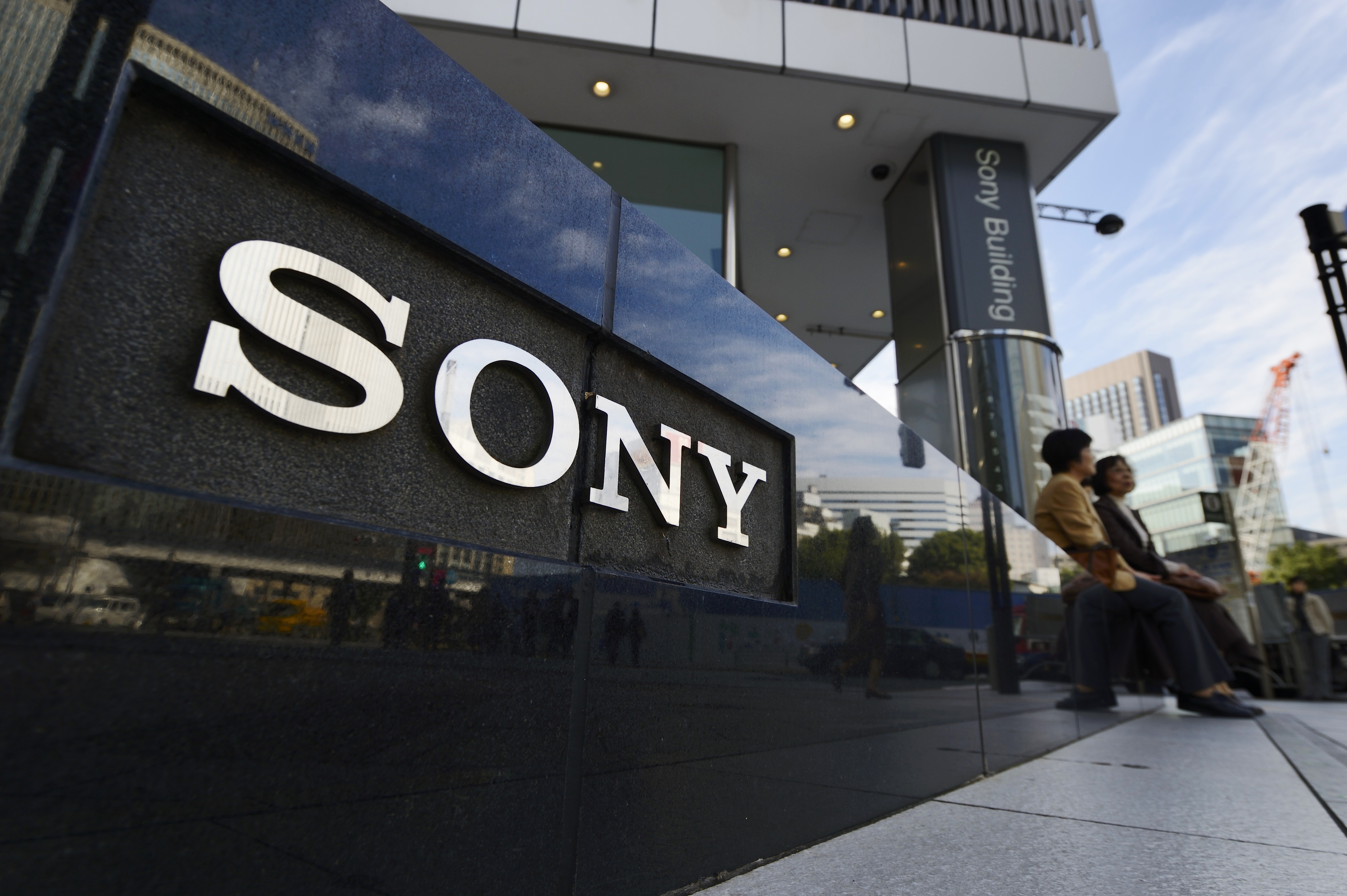 The Sony Corp. logo is displayed outside the company's showroom in Tokyo on Oct. 30, 2013. (Bloomberg/Getty Images)