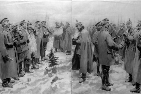 German and British troops celebrating Christmas to