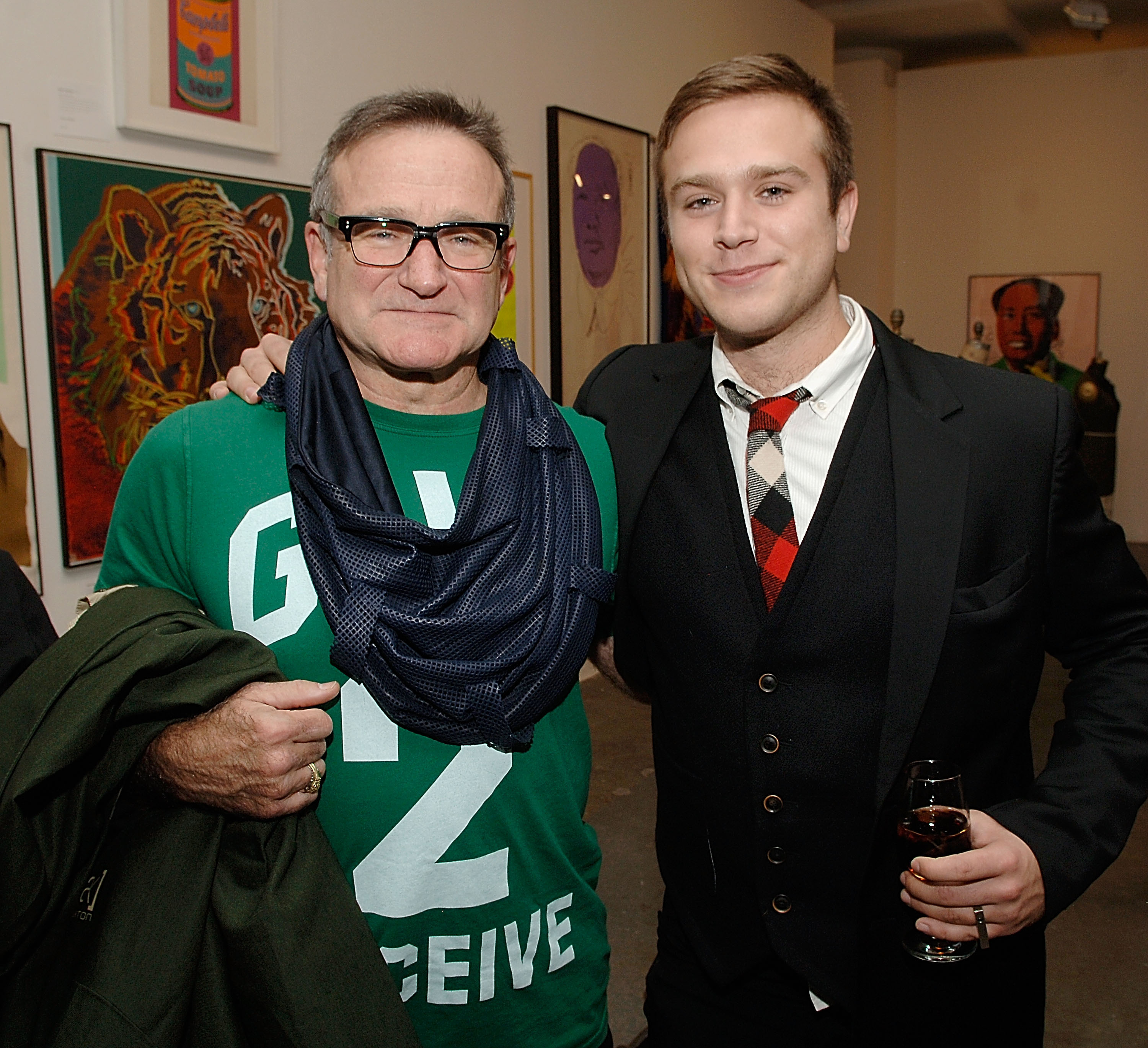 Robin Williams and Zak Williams attend the Timo Pre Fall 2009 Launch with Interview Magazine at Phillips De Pury on Nov. 18, 2008 in New York City. (Jamie McCarthy—WireImage/Getty Images)