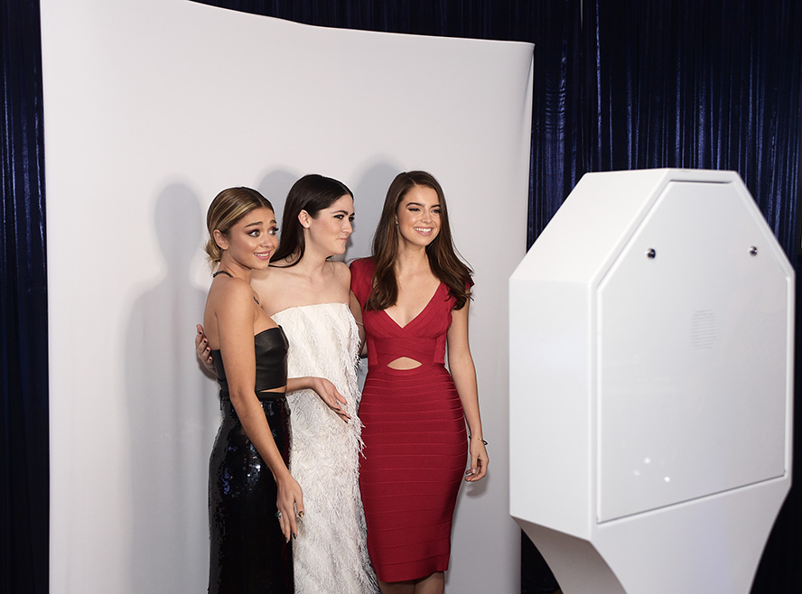 Sarah Hyland, Isabelle Fuhrman, and Katherine Hughes This pretty trio—Sarah Hyland, Isabelle Fuhrman, and Katherine Hughes—took a break from the dance floor to pose at the photo booths set up in the Aquafina lounge.