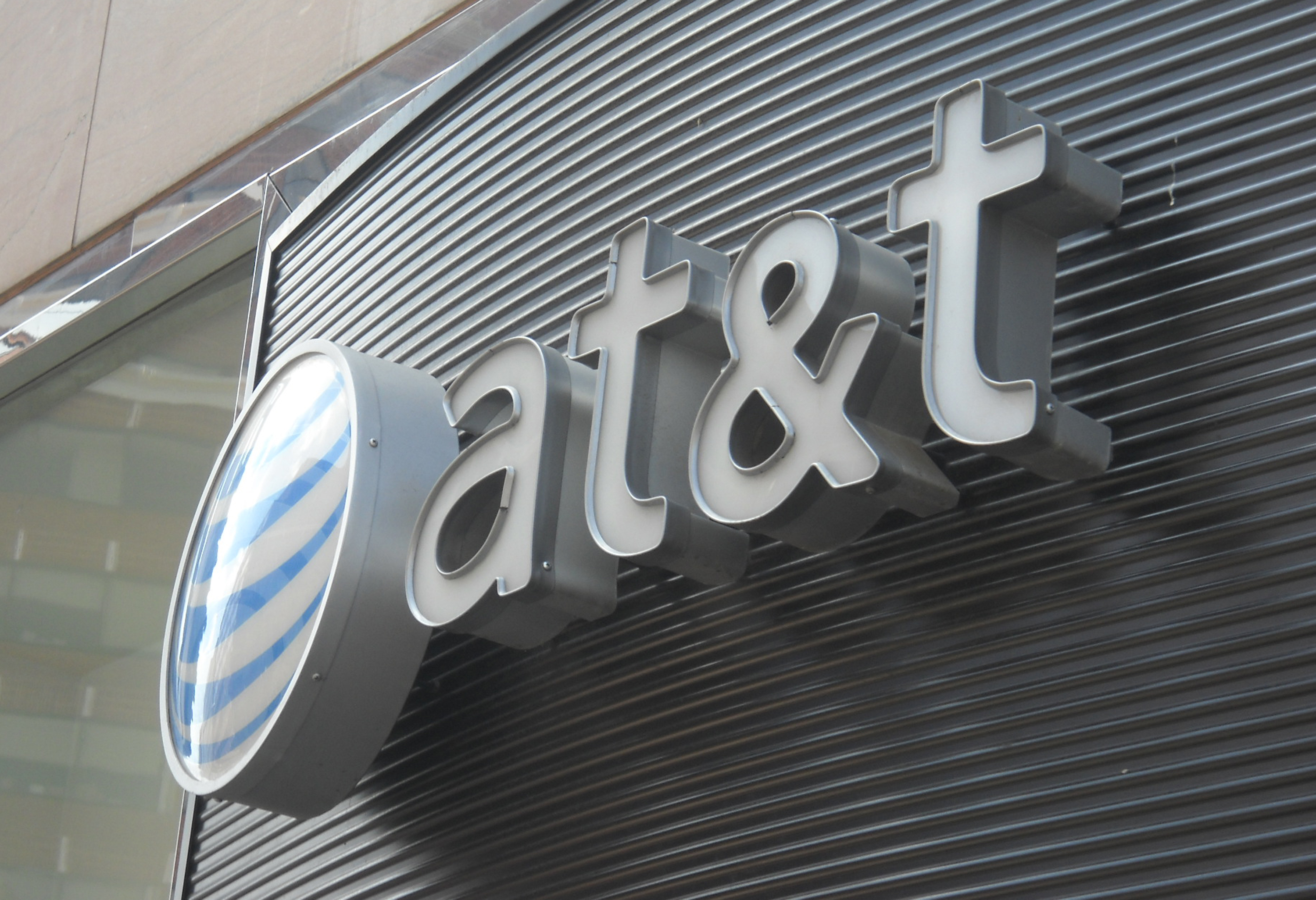 The AT&amp;T logo is seen on June 2, 2010 in