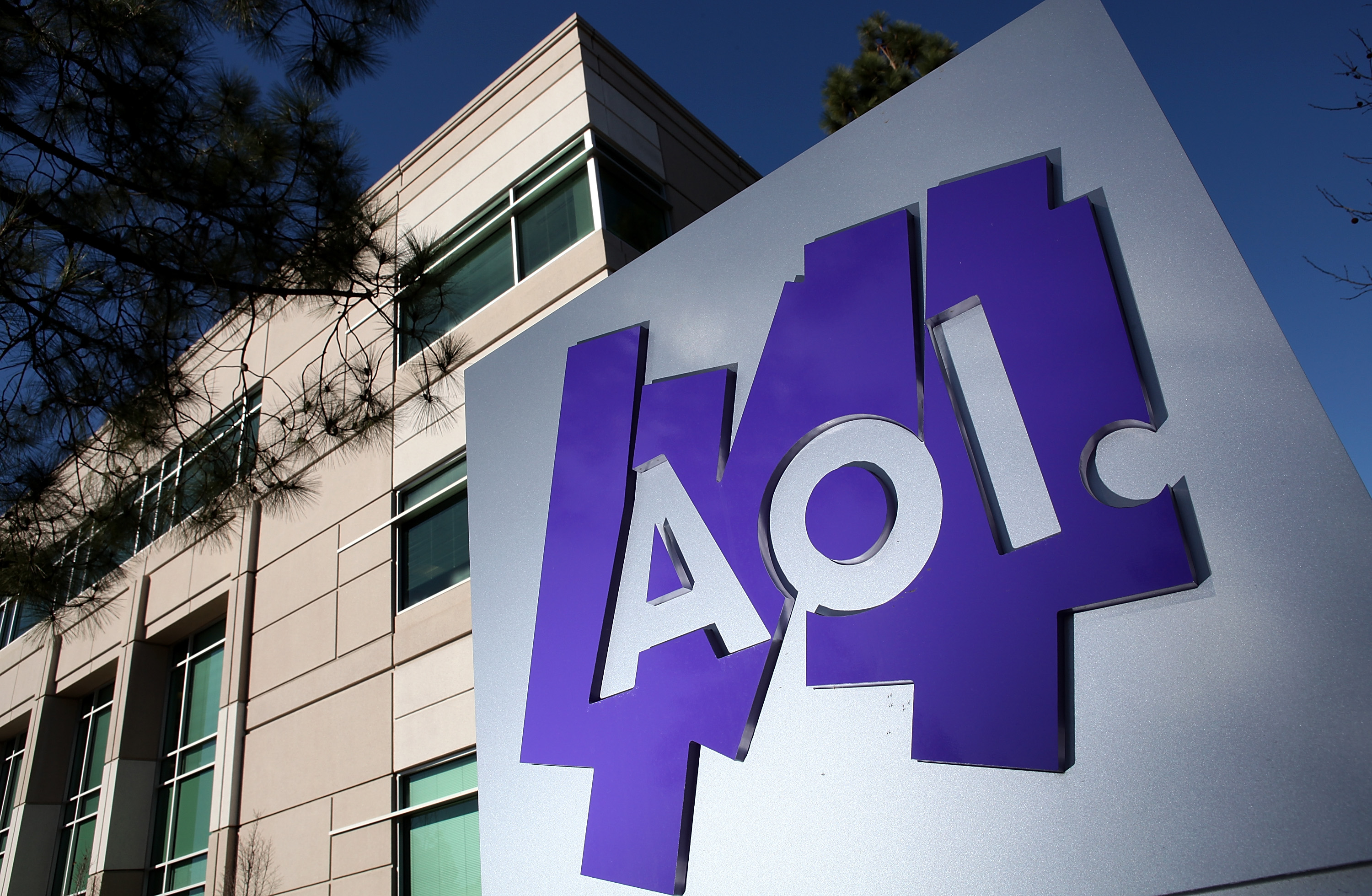 The AOL logo is posted on a sign in front of the AOL Inc. offices on February 7, 2011 in Palo Alto, California. (Justin Sullivan—Getty Images)