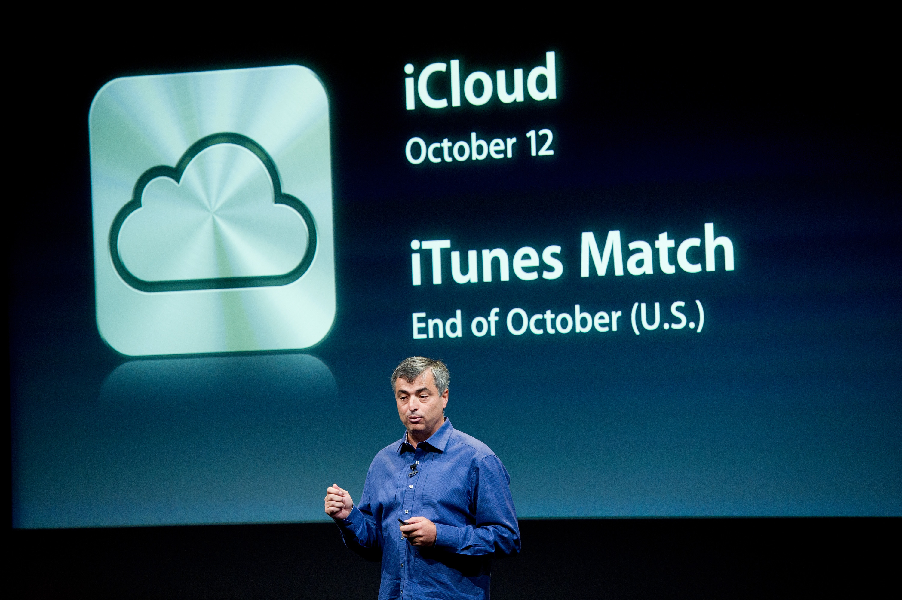 Eddie Cue, senior vice president of Internet Software and Services at Apple Inc., speaks about new features of the iCloud service during an event at the company's headquarters in Cupertino, California, U.S., on Tuesday, Oct. 4, 2011. (Bloomberg—Bloomberg via Getty Images)