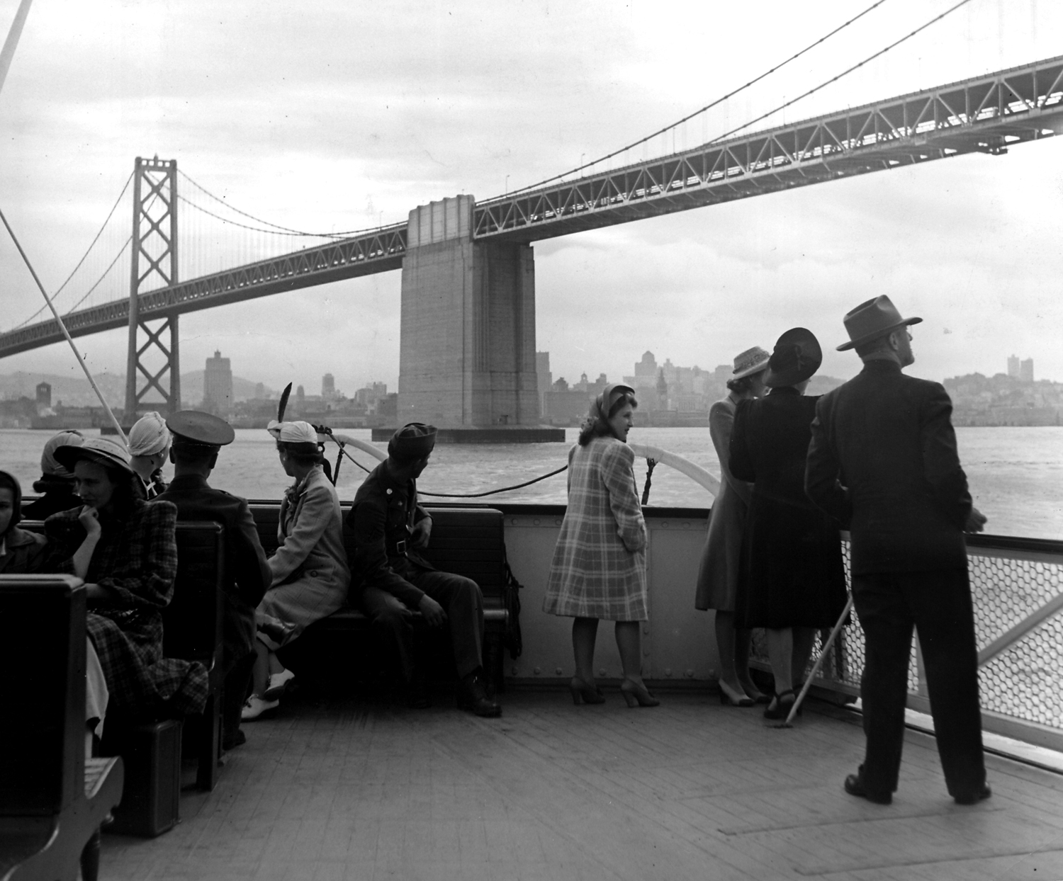 Ferry near the the San Francisco-Oakland Bay Bridge, 1941.