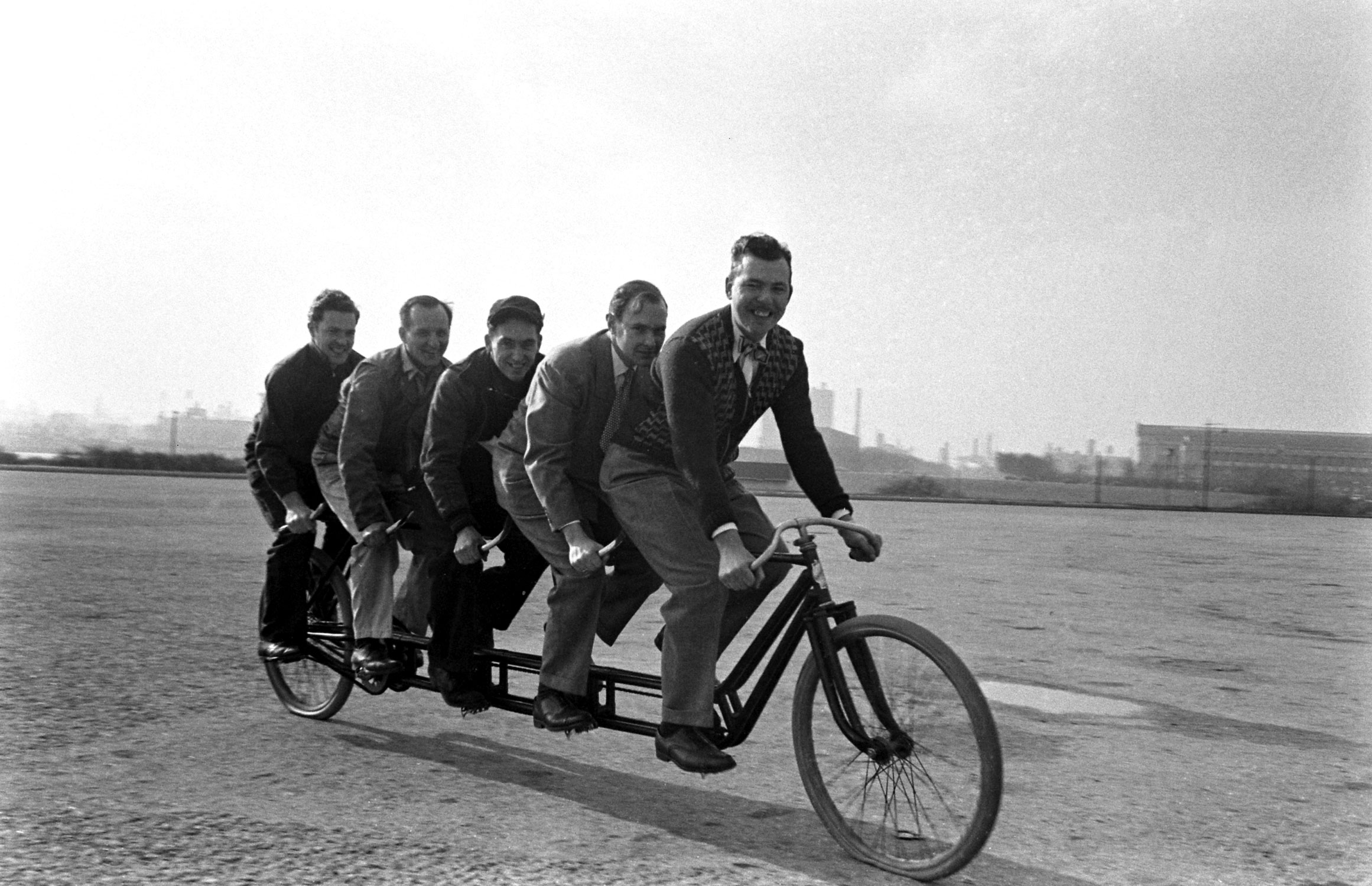 Men on bike, Chicago, 1948.