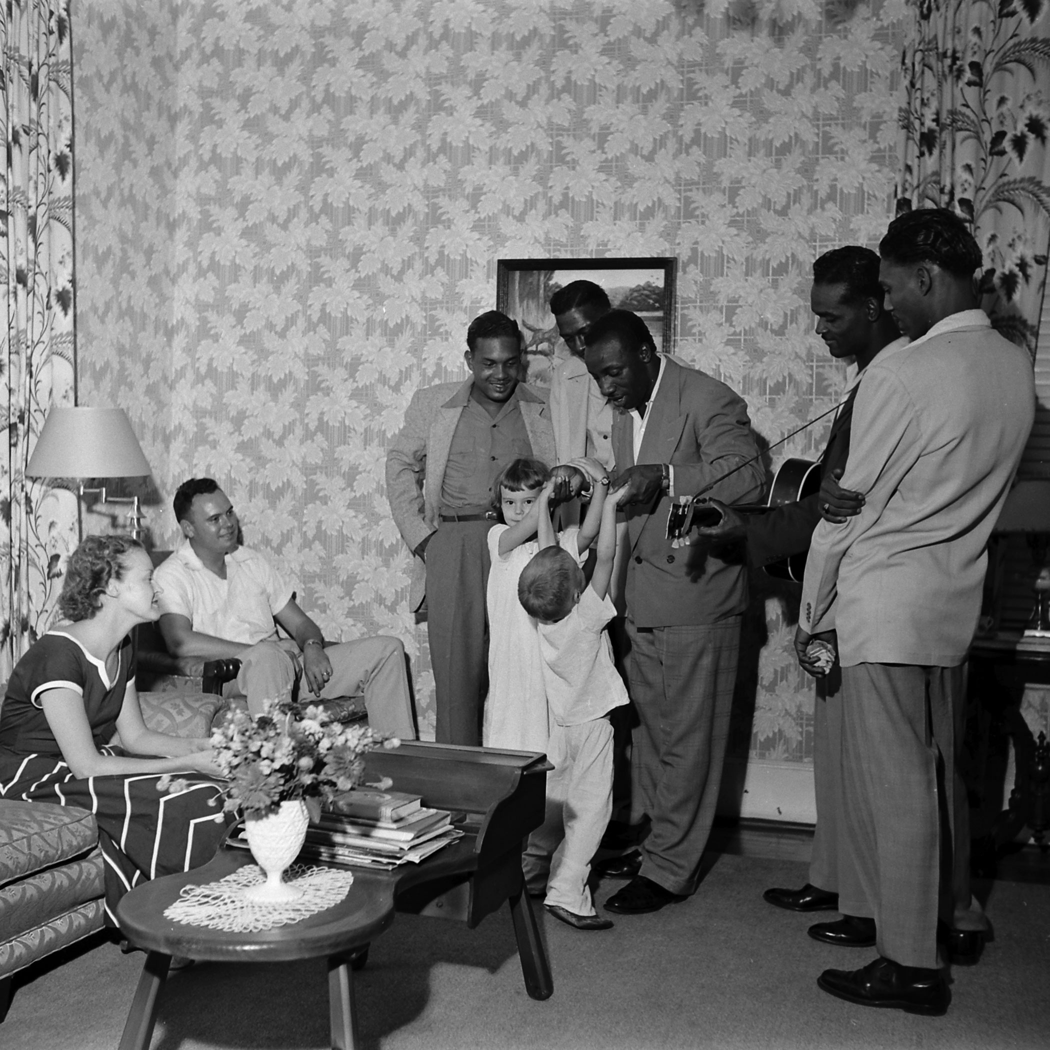 The Prisonaires perform at Tennessee State Penitentiary warden James Edwards' home, Nashville, Tenn., 1953.