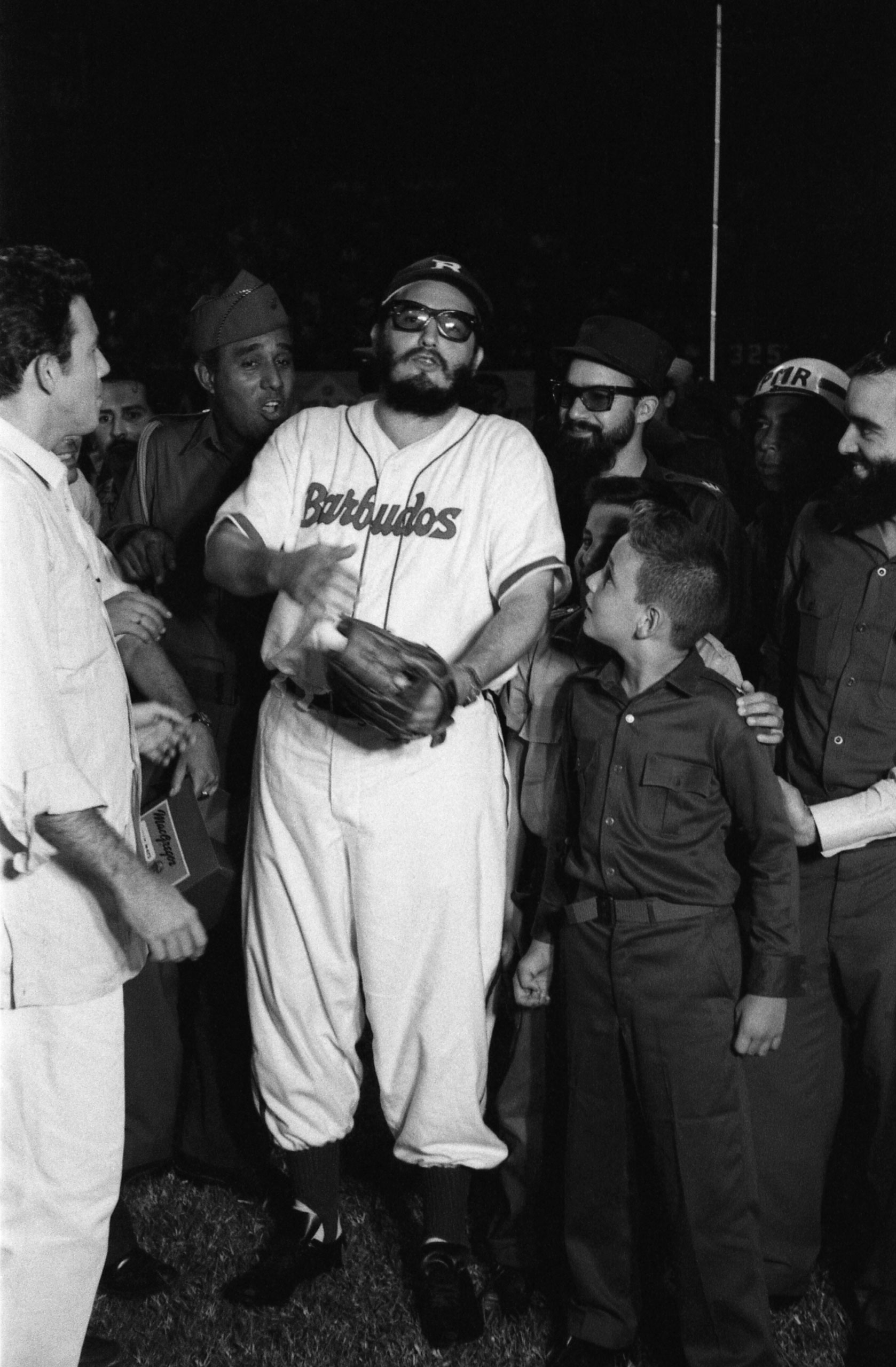 Fidel Castro at an exhibition baseball game, Cuba, 1959.