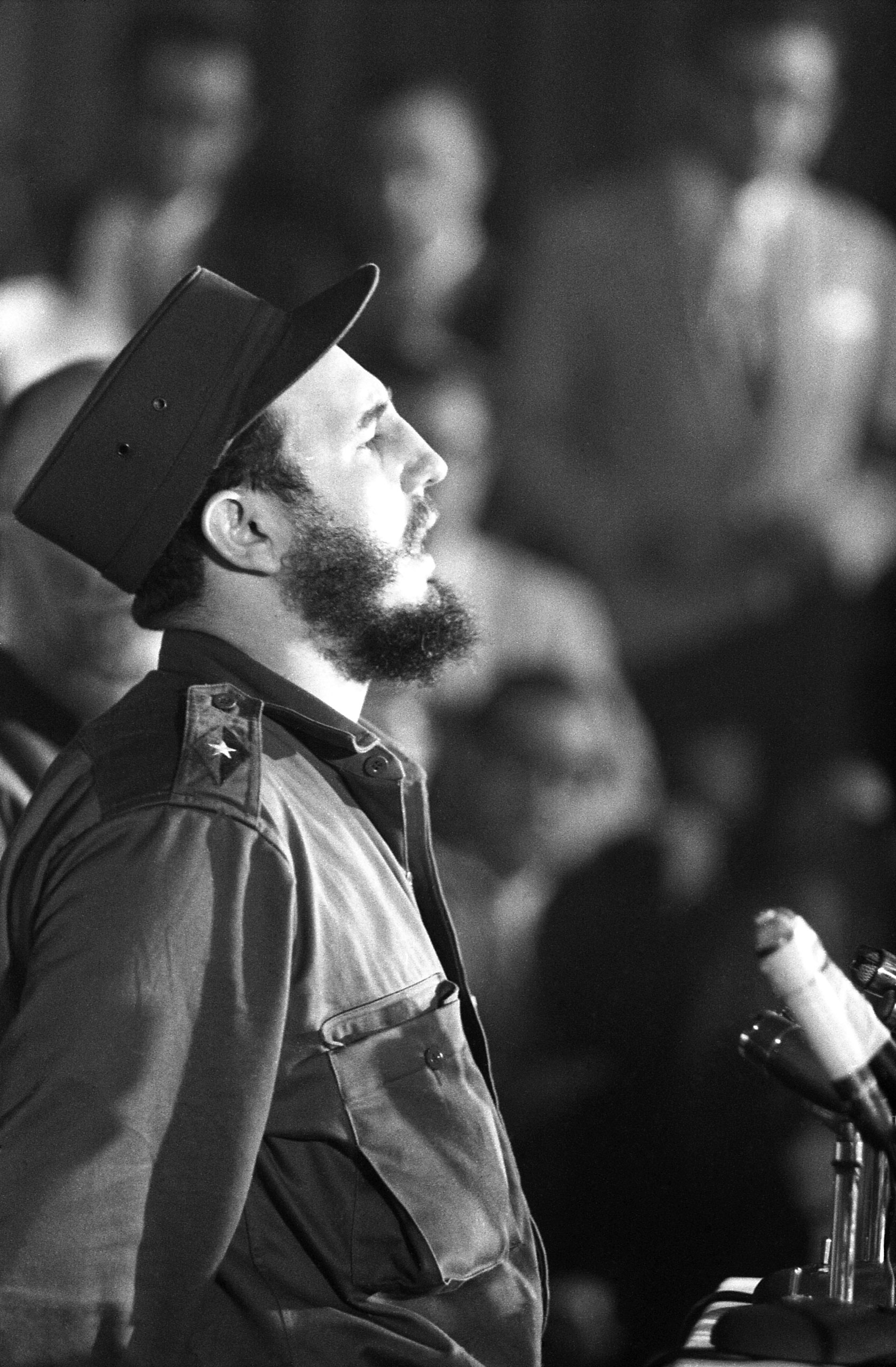 Fidel Castro during a speech, Havana, Cuba, 1959.