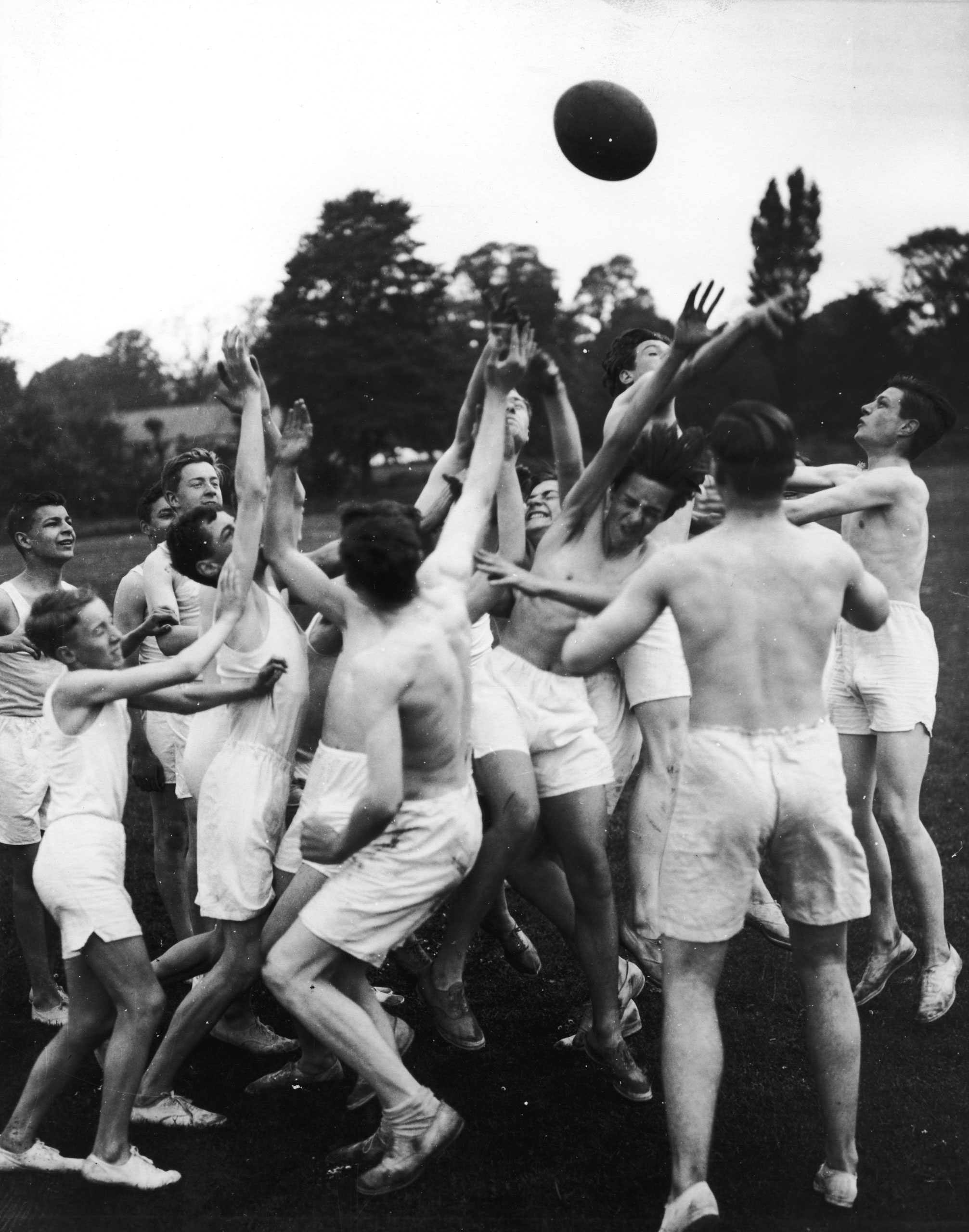 A summer game of touch rugby at Marling School, Stroud, Gloucestershire, August 1937.