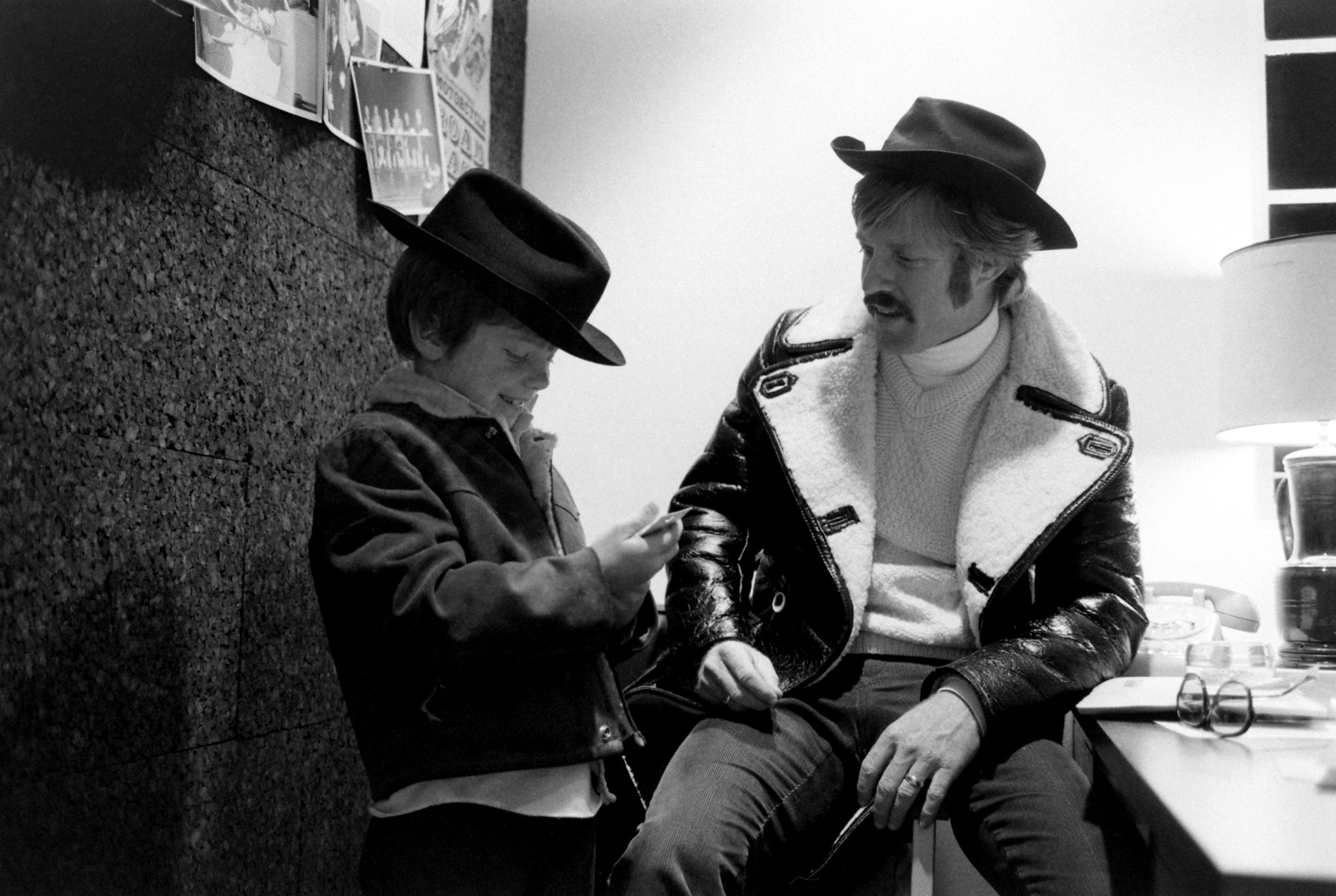 Robert Redford with his son, Jamie, in New York City, 1969.