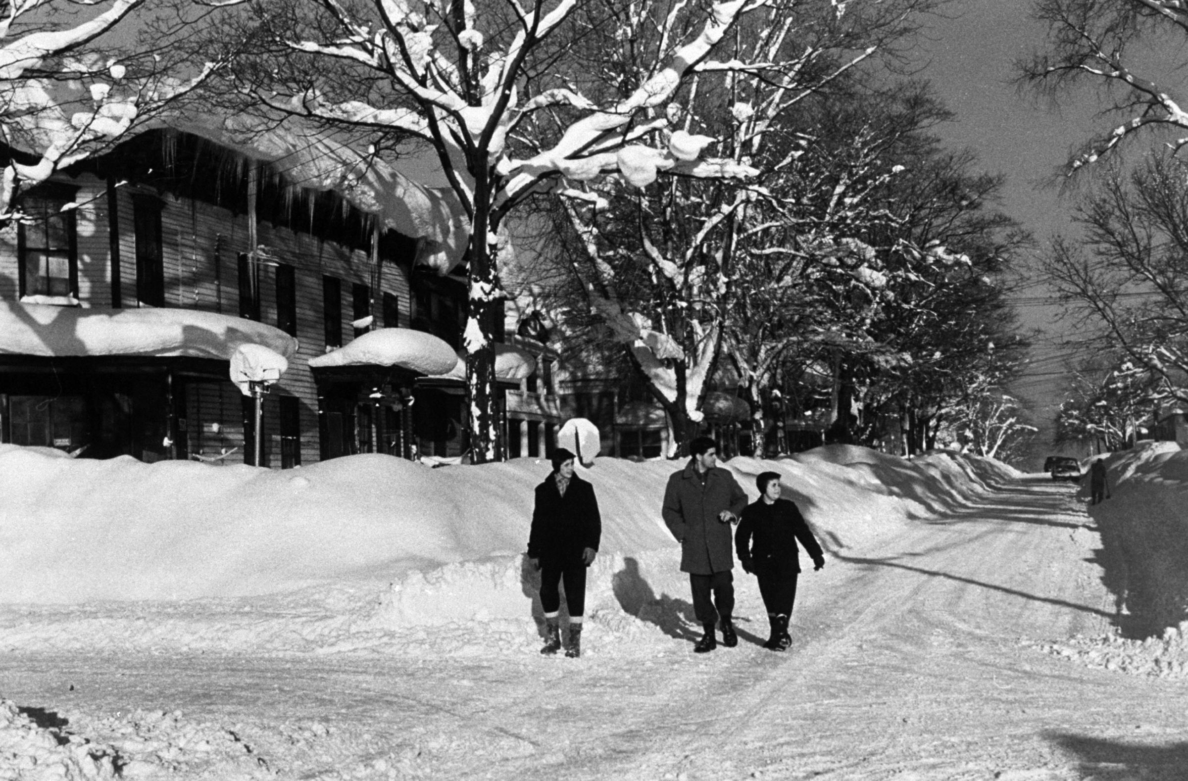 Scene from a snow storm in Oswego, New York, on December 1958 that dropped over 6 feet of snow.