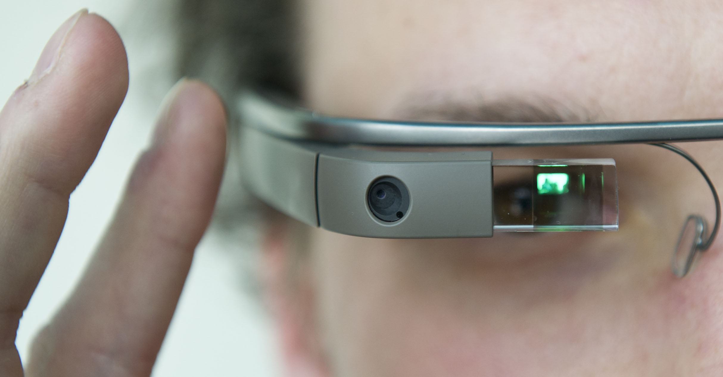 A visitor of the "NEXT Berlin" conference tries out the Google Glass on April 24, 2013 in Berlin. (DPA&mdash;AFP/Getty Images)