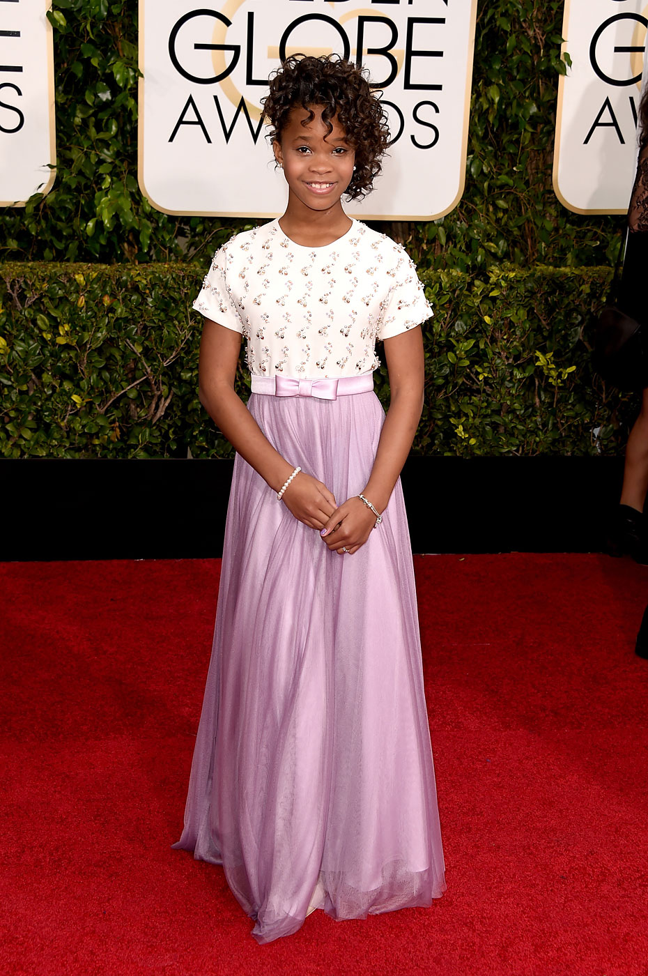Quvenzhane Wallis attends the 72nd Annual Golden Globe Awards at The Beverly Hilton Hotel on Jan. 11, 2015 in Beverly Hills, Calif.