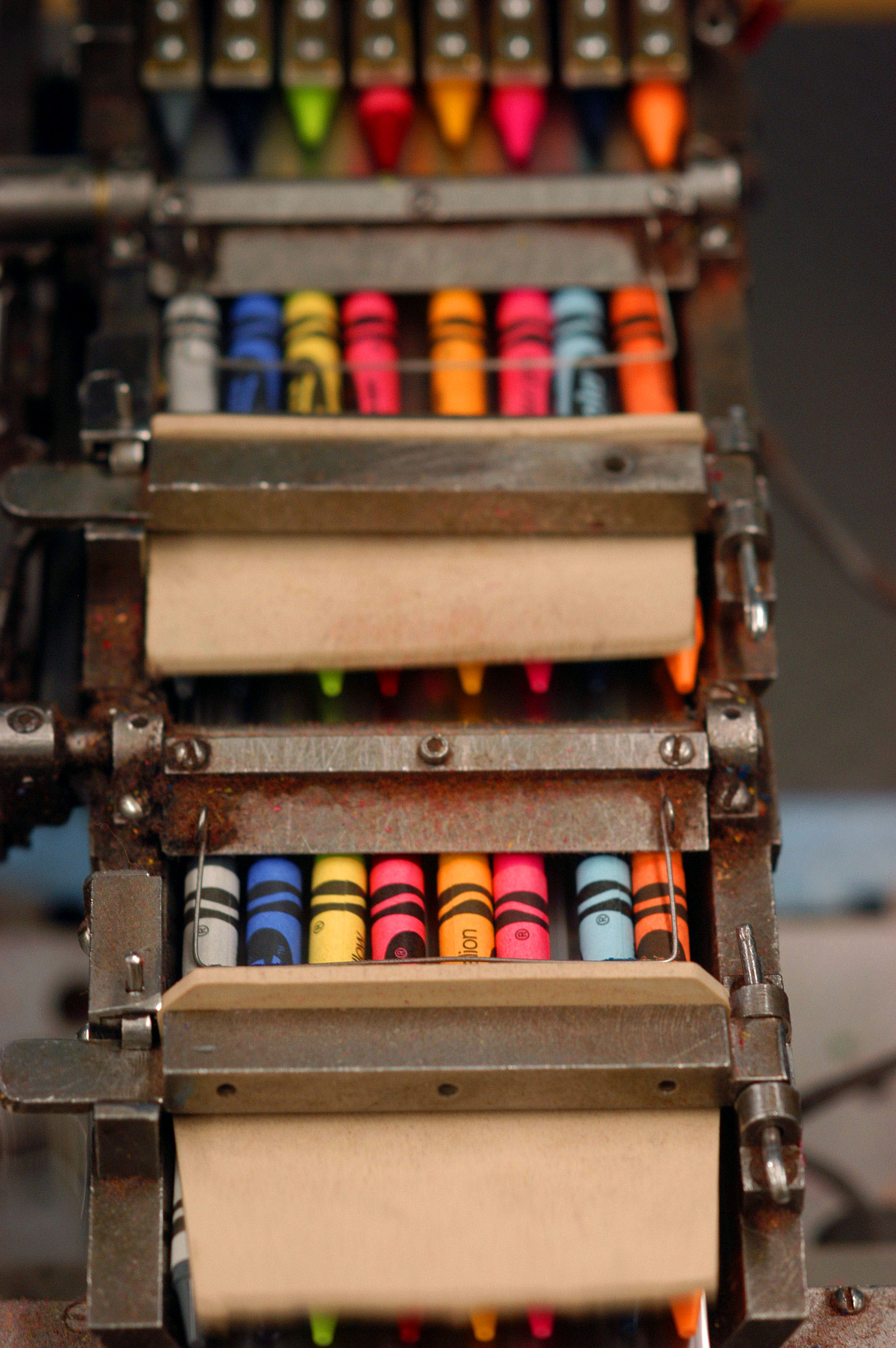 Crayons are packaged by machine at Binney and Smith, Inc., the manufacturer of Crayola crayons, June 18, 2003 in Easton, Pennsylvania. (William Thomas —Getty Images)