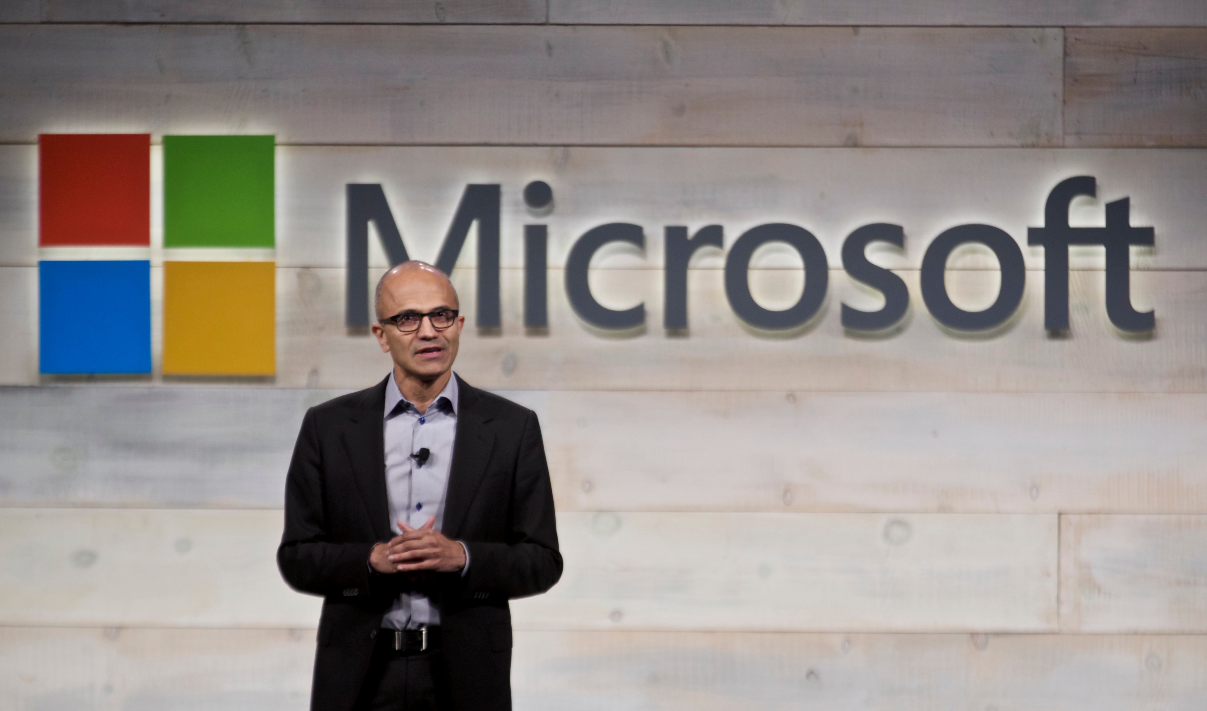 Microsoft CEO Satya Nadella addresses shareholders during Microsoft Shareholders Meeting December 3, 2014 in Bellevue, Washington. (Stephen Brashear—Getty Images)