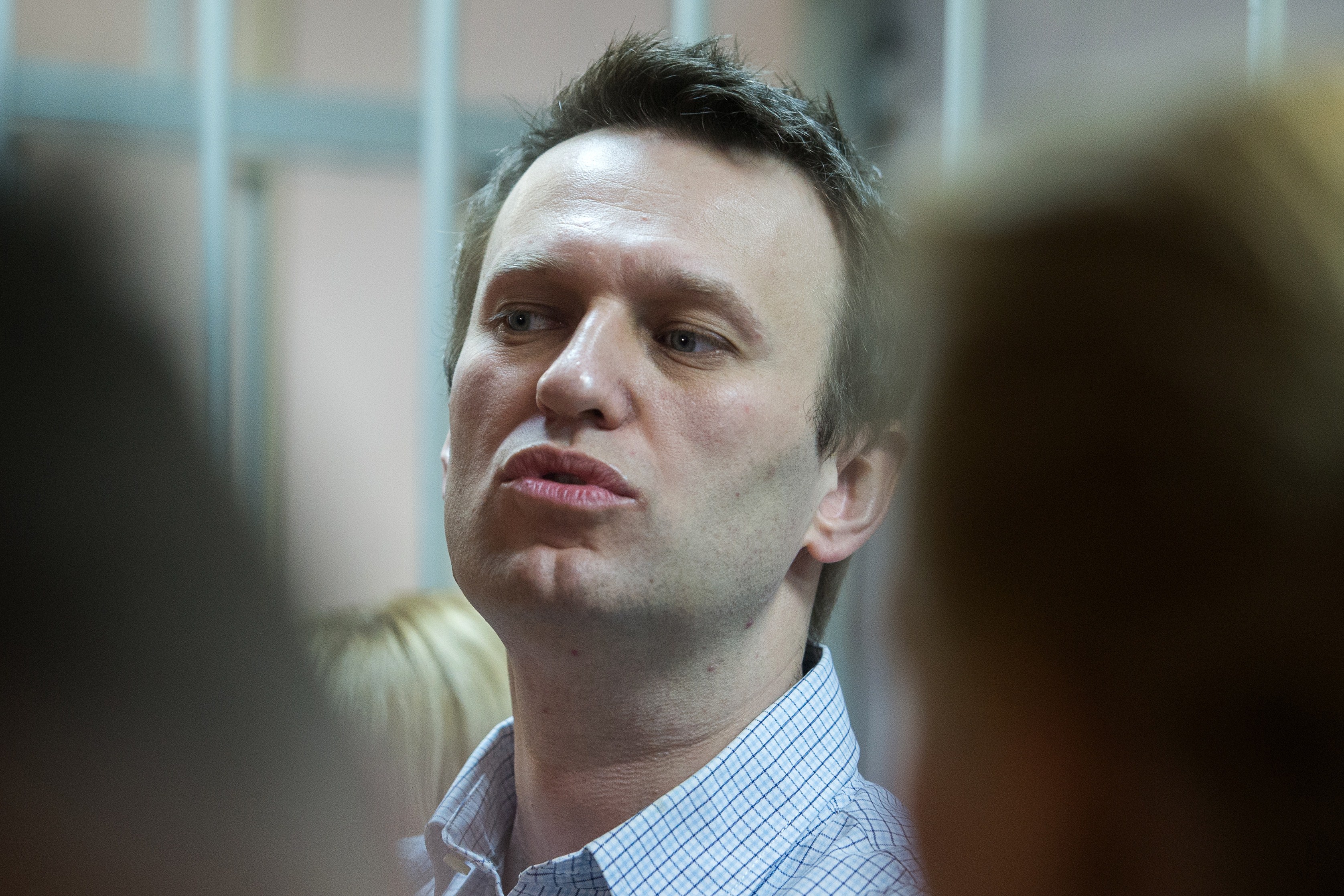 Russian anti-Kremlin opposition leader Alexei Navalny speaks as he attends the verdict announcement of his fraud trial at a court in Moscow on December 30, 2014. (Dmitry Serebryakov—AFP/Getty Images)