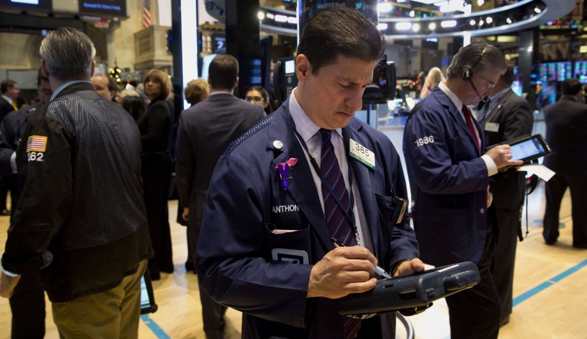 First Day Of Trading for 2015 On The Floor Of The NYSE As U.S. Stock-Index Futures Rise After S&amp;P 500's December Decline