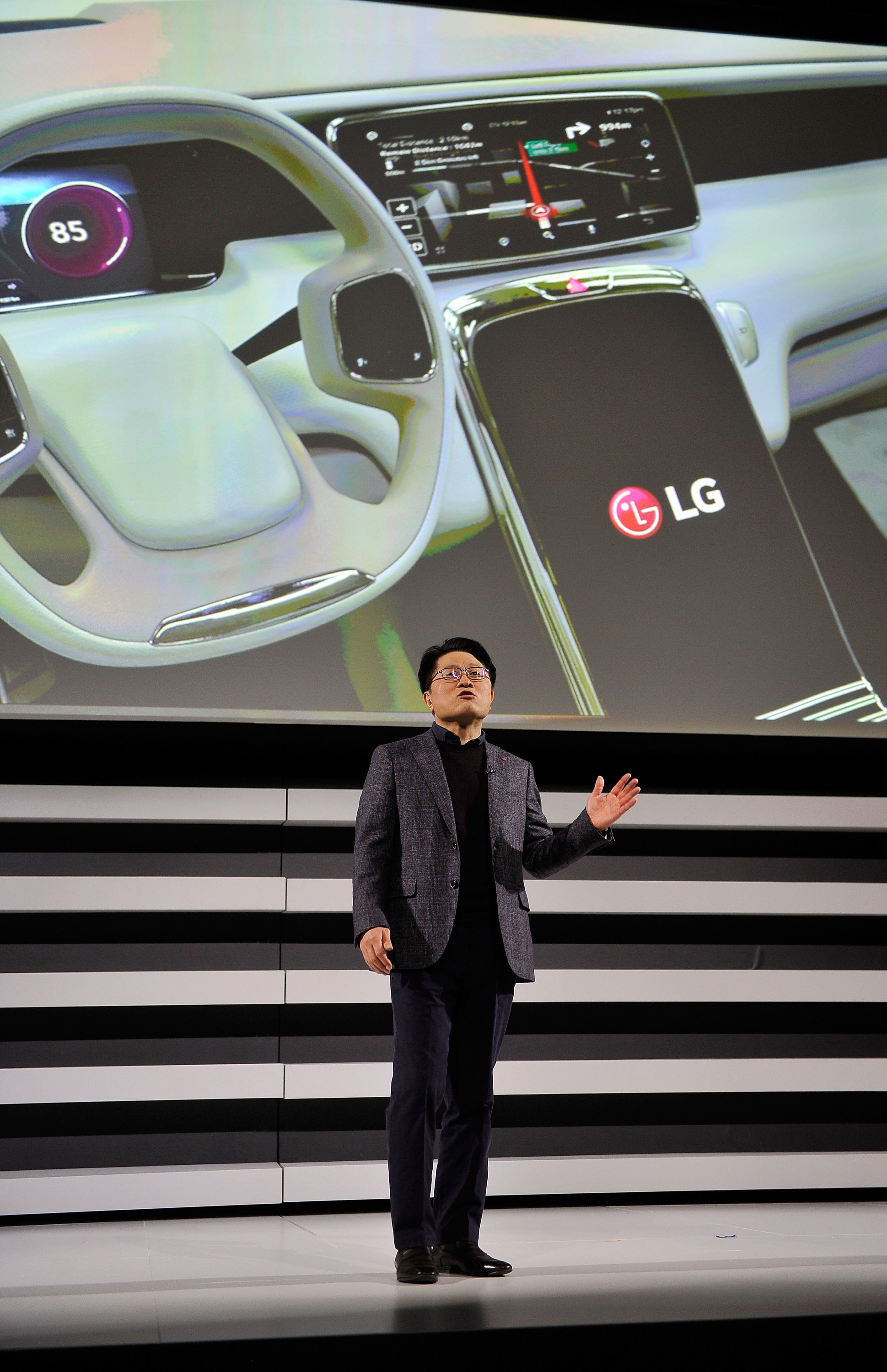 LG Electronics President and Chief Technology Officer Skott Ahn speaks at the 2015 International Consumer Electronics Show in Las Vegas on Jan. 5, 2015. (David Becker—Getty Images)