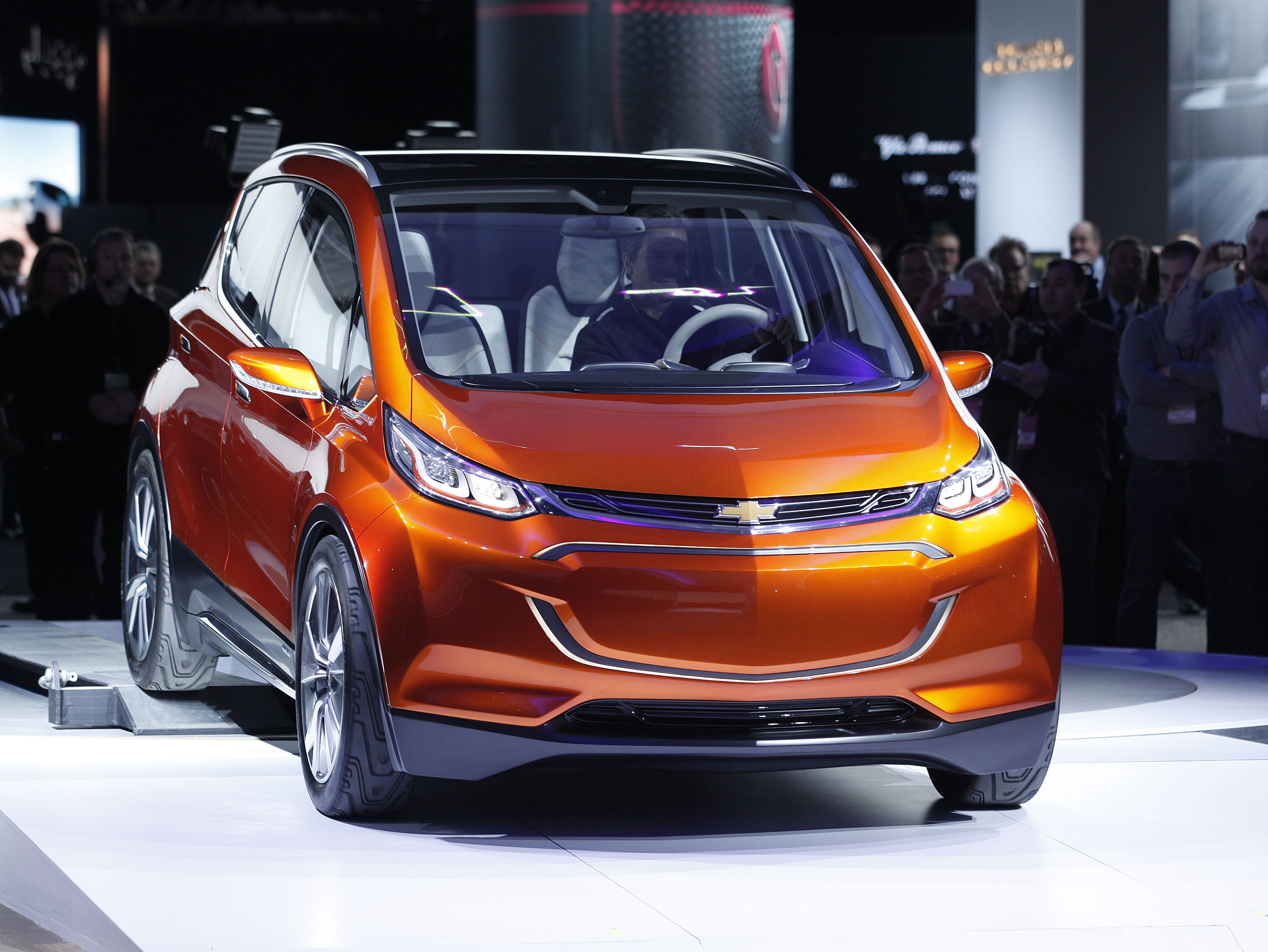 General Motors reveals the new Chevrolet Bolt concept to the media at the 2015 North American International Auto Show on January 12, 2015 in Detroit, Michigan. (Bill Pugliano&mdash;Getty Images)