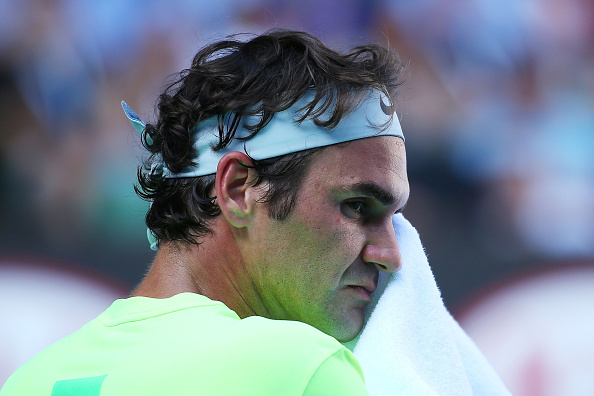 Roger Federer looks on during his match against Andreas Seppi at the Australian Open at Melbourne Park on Jan. 23, 2015 (Quinn Rooney—Getty Images)