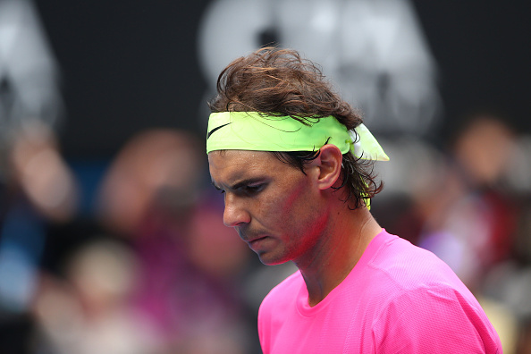 Rafael Nadal reacts to a point in his quarterfinal match against Tomas Berdych during the 2015 Australian Open at Melbourne Park on Jan. 27, 2015 (Clive Brunskill—Getty Images)