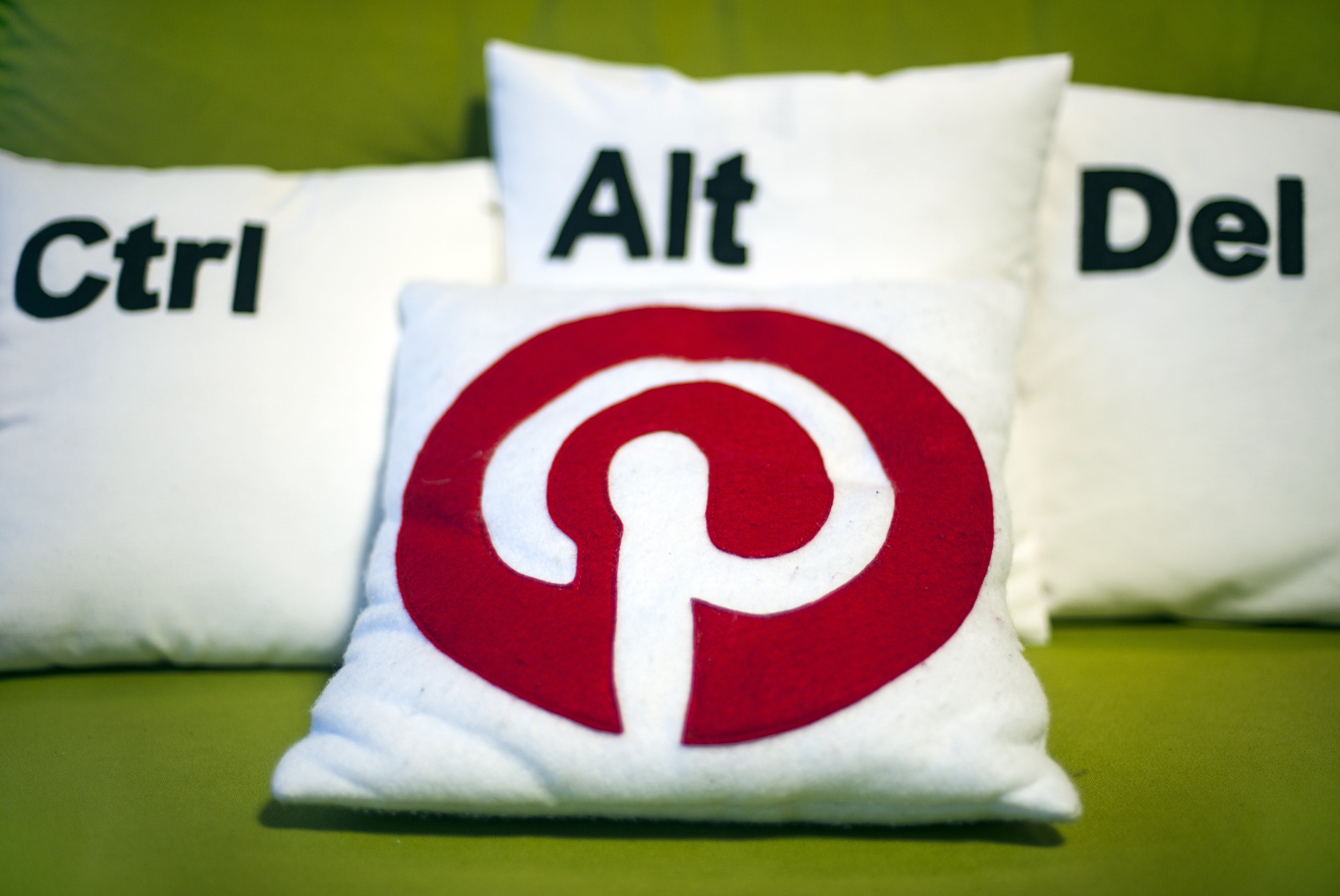 Decorative pillows set the scene at a Pinterest media event at the company's corporate headquarters office in San Francisco, California on April 24, 2014. (Josh Edelson&mdash;AFP/Getty Images)