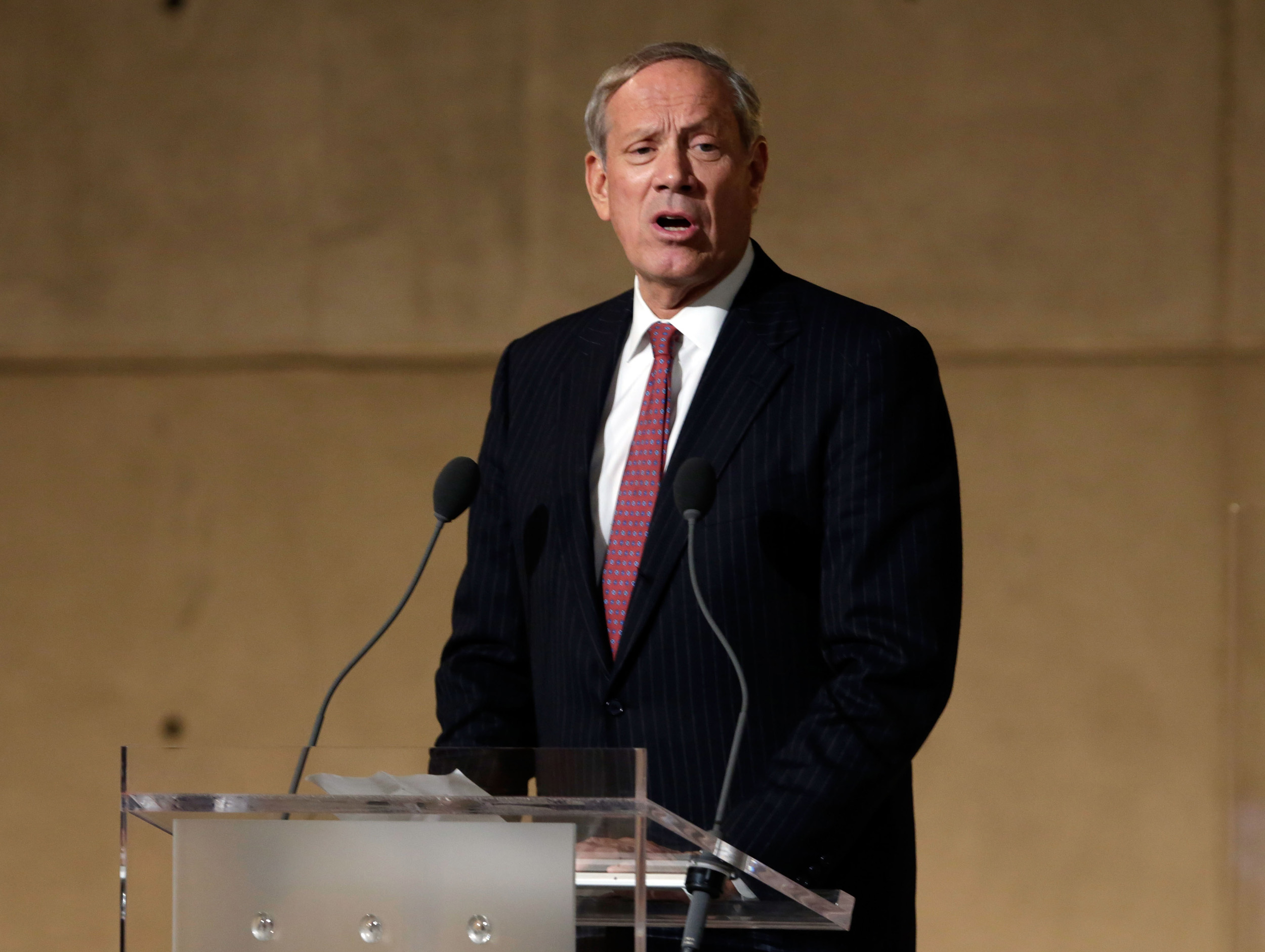 Former New York Gov. George Pataki speaks during the dedication ceremony in Foundation Hall at the National September 11 Memorial Museum at ground zero in New York City on May 15, 2014. (Richard Drew—Pool/Getty Images)