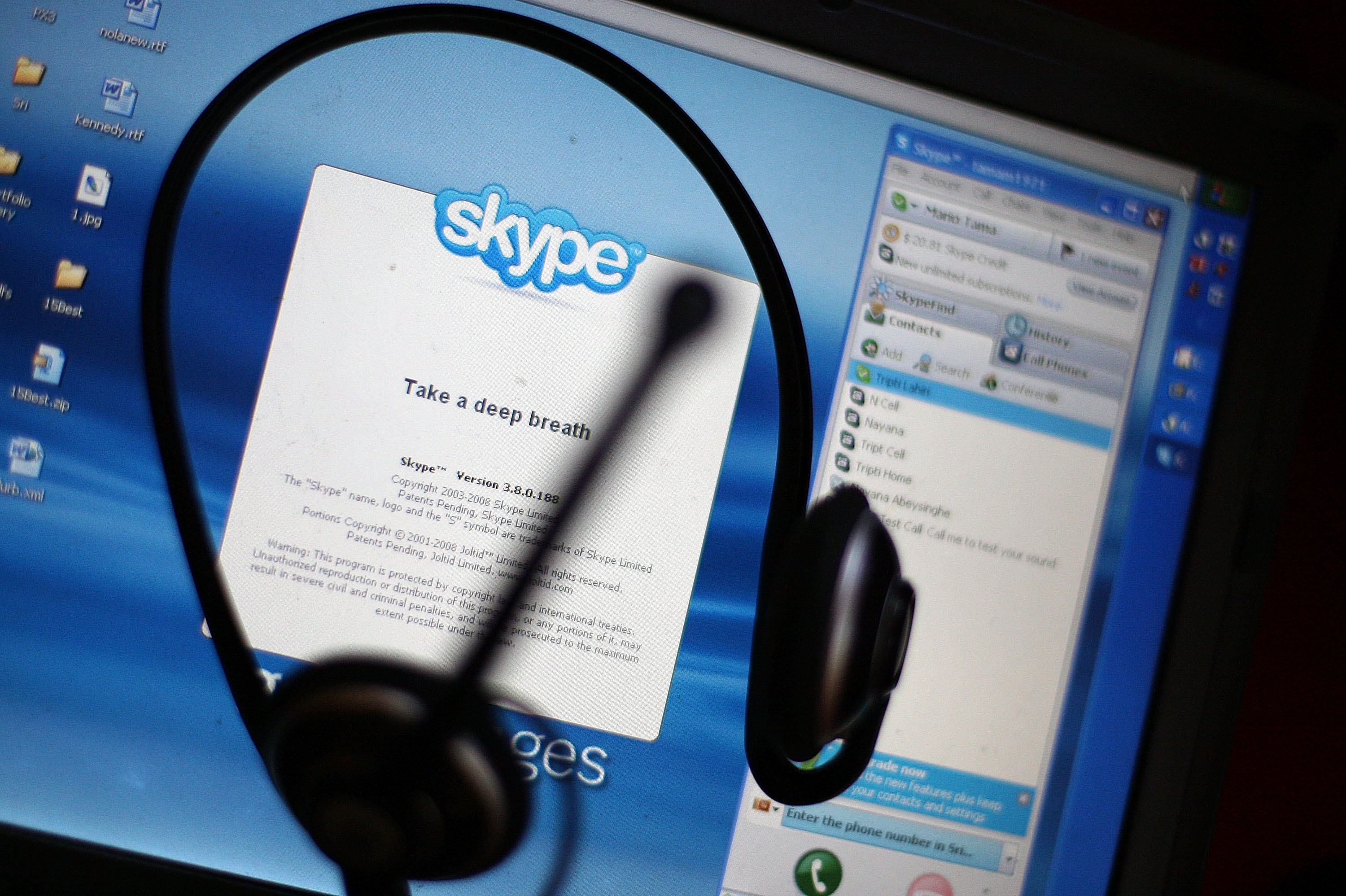 In this photo illustration, the Skype Internet phone program is seen September 1, 2009 in New York City. (Mario Tama&mdash;Getty Images)