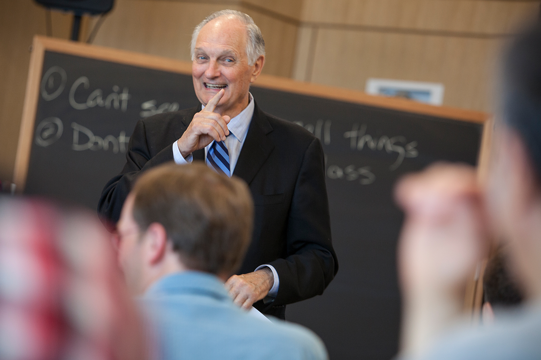Alan Alda talks to scientists about effective communication during a workshop at Cornell University on May 22, 2014. (Cornell University)