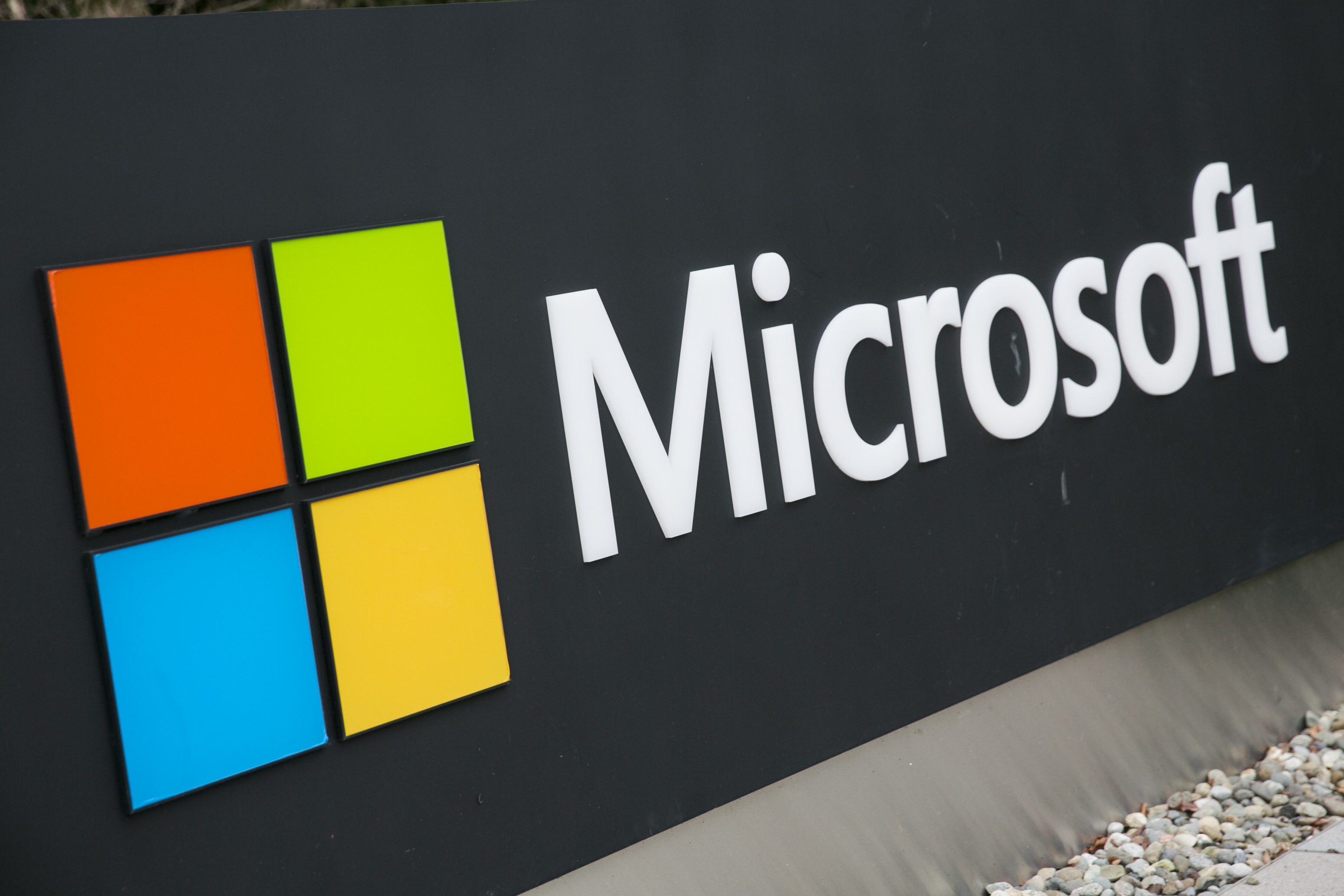 A logo sign at the headquarters of Microsoft in Redmond, Wash. (Tripplaar Kristoffer/SIPA—AP)