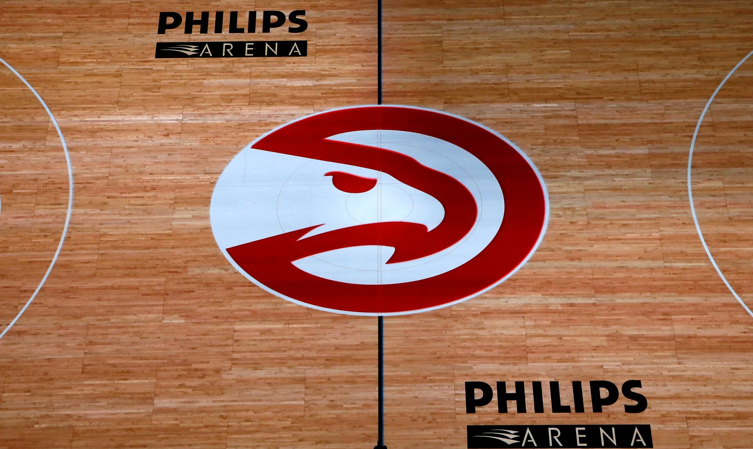 A general view of the Atlanta Hawks court at Philips Arena on Nov. 18, 2014 in Atlanta, Georgia.