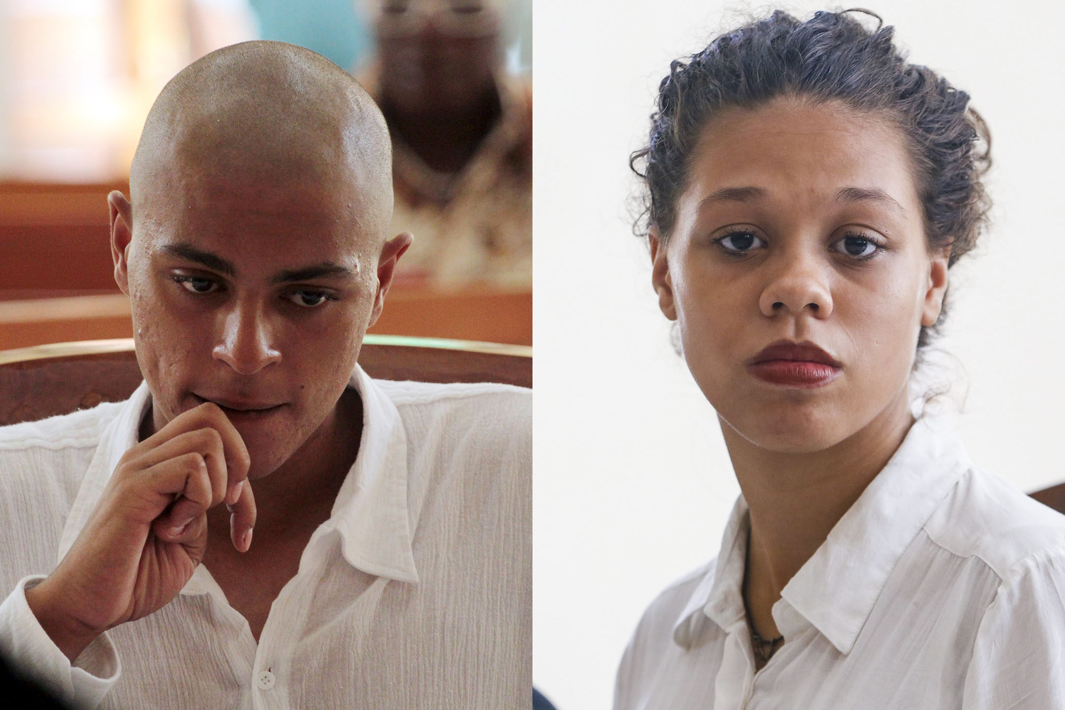 Tommy Schaefer and Heather Louis Mack in a courtroom during their first hearing trials in Denpasar, Bali, Indonesia on Jan. 14, 2015.