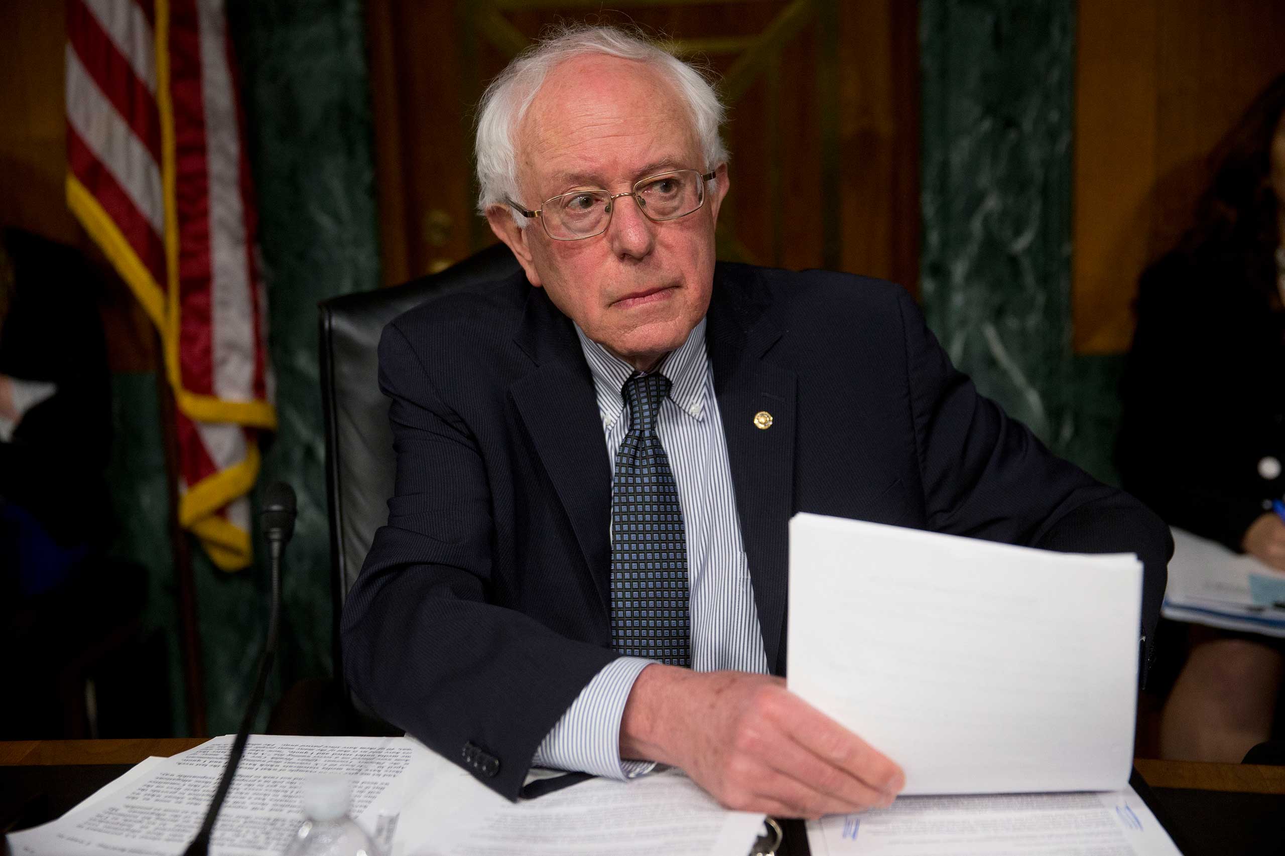 Senator Bernard "Bernie" Sanders, an independent from Vermont and chairman of the Veterans' Affairs Committee, waits to begin a hearing in Washington on May 15, 2014. (Andrew Harrer—Bloomberg/Getty Images)