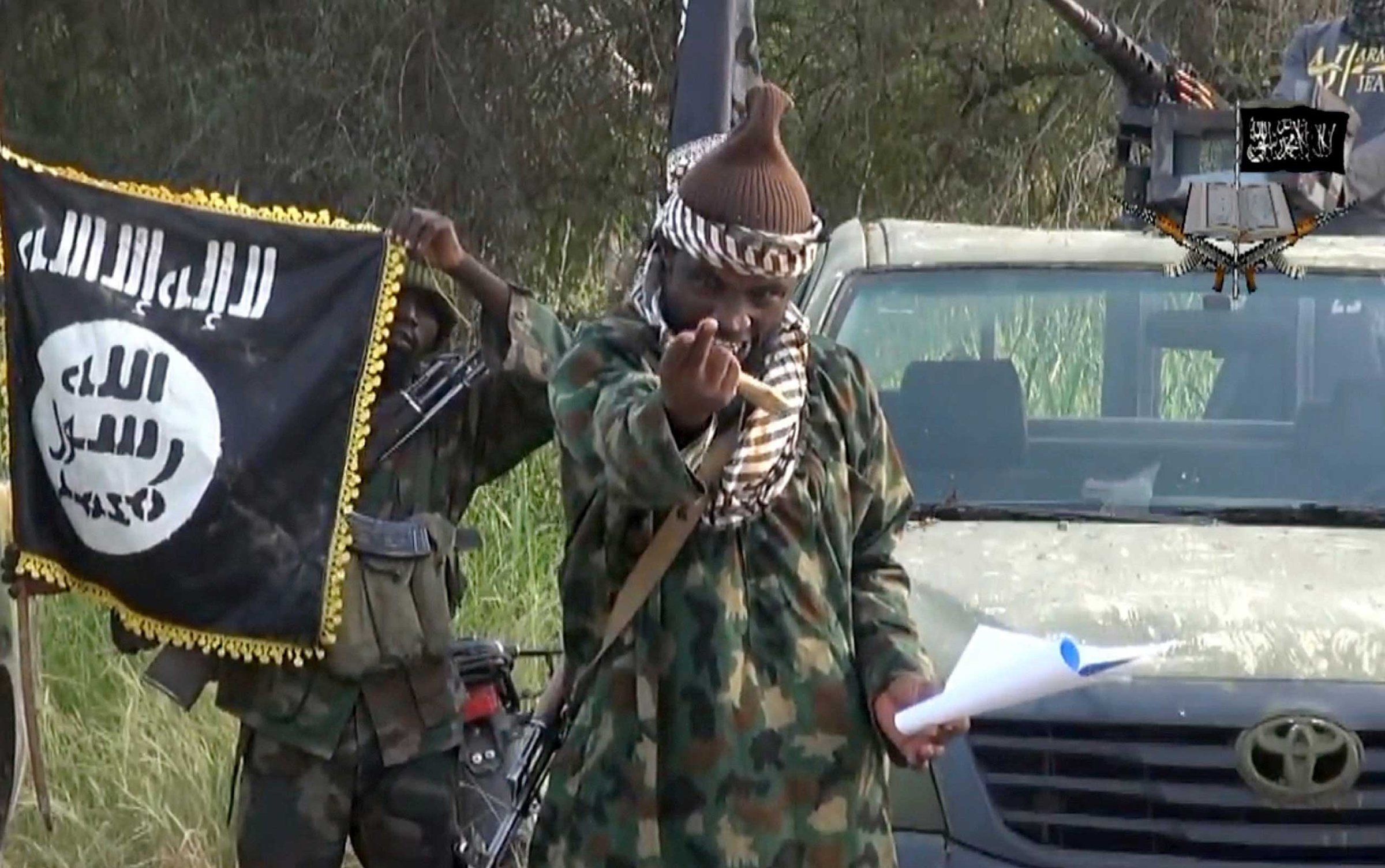 Screengrab taken on Oct. 2, 2014 from a video released by the Nigerian Islamist extremist group Boko Haram, shows group's leader Abubakar Shekau.