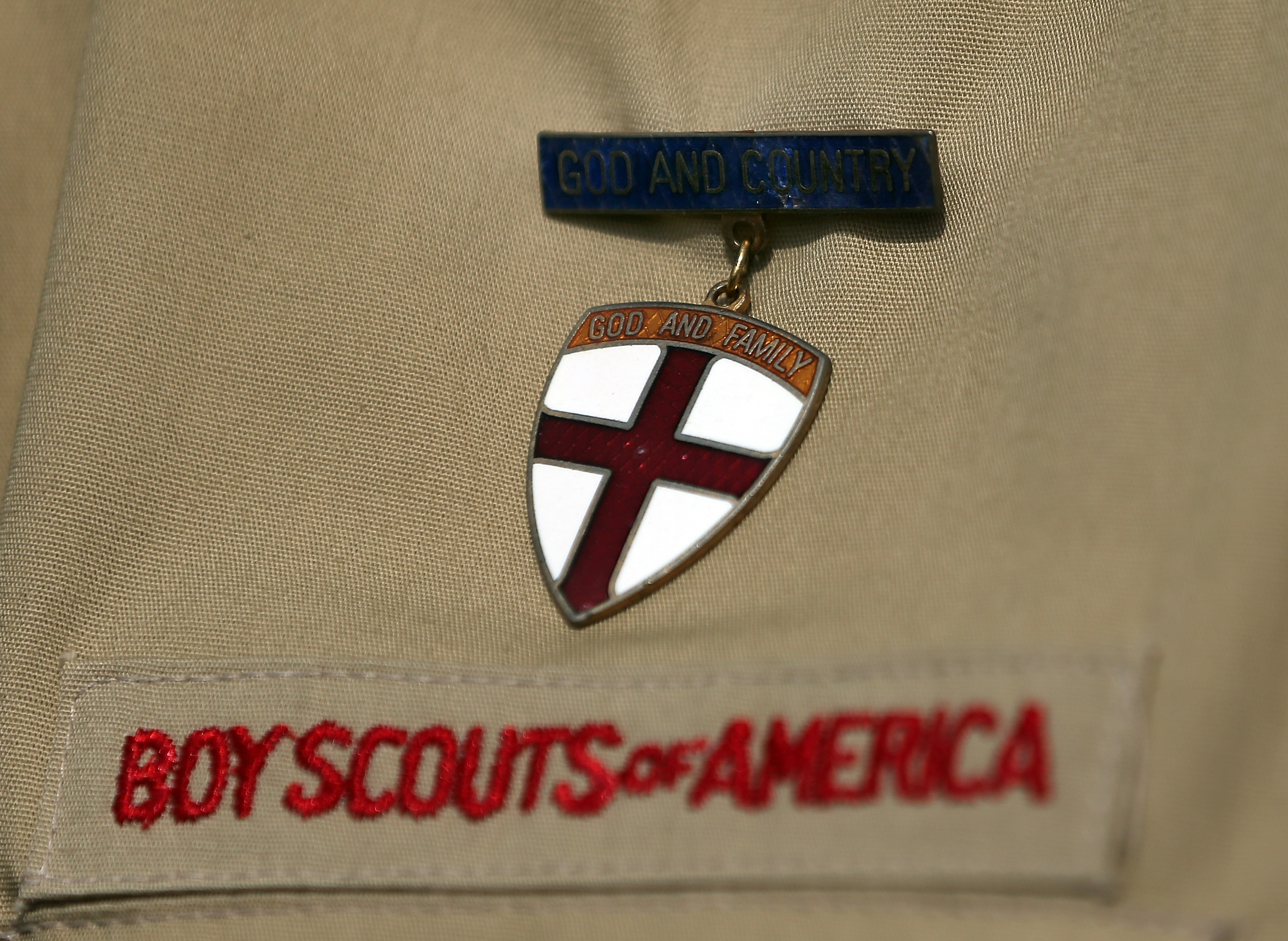 A detail view of a Boy Scout uniform. (Tom Pennington—Getty Images)