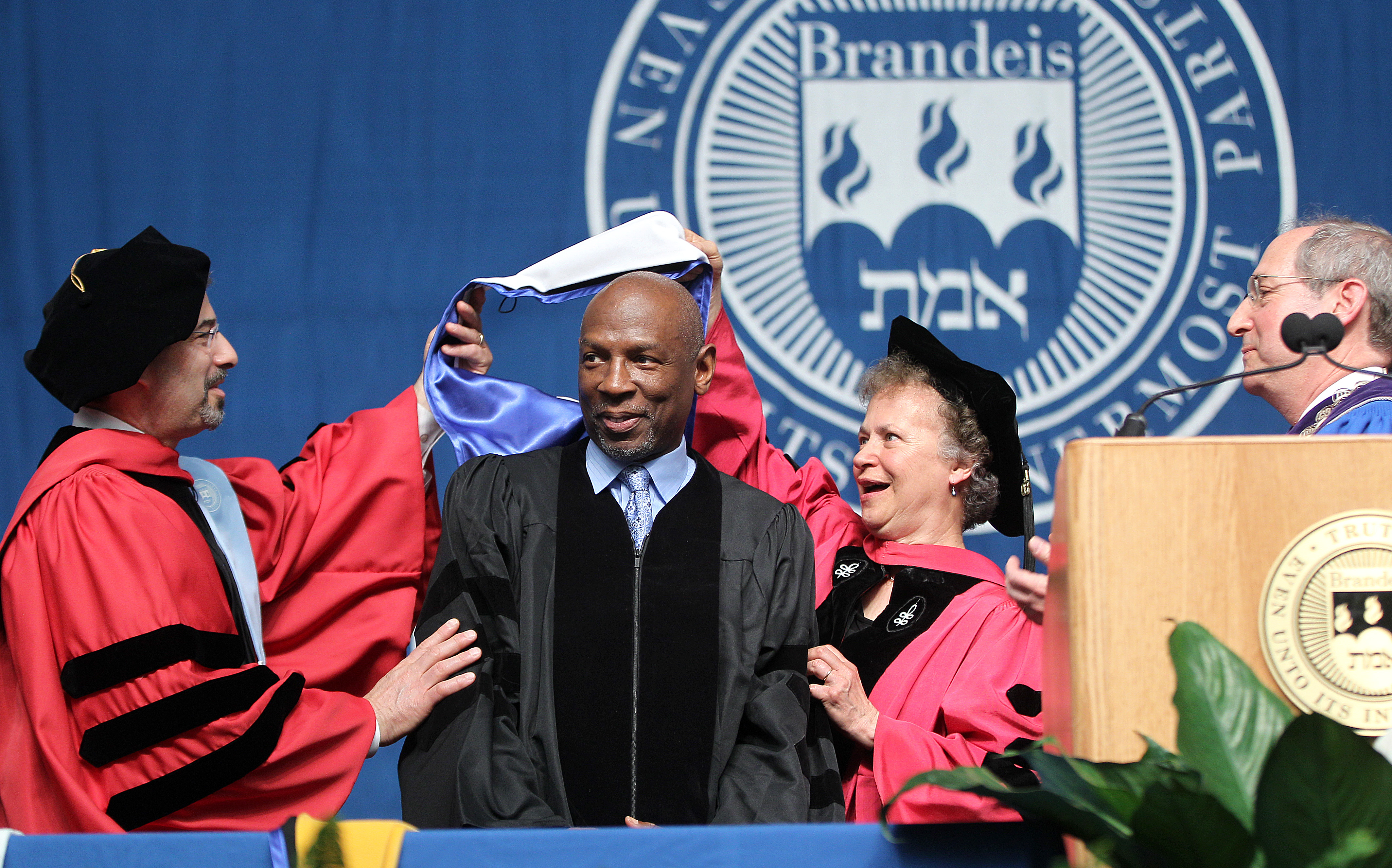 President and CEO of the Harlem Children's Zone, receives the Honorary Degree of Doctor of Humane Letters at Brandeis University's 63rd commencement on May 18, 2014. (Pat Greenhouse—Boston Globe/Getty Images)