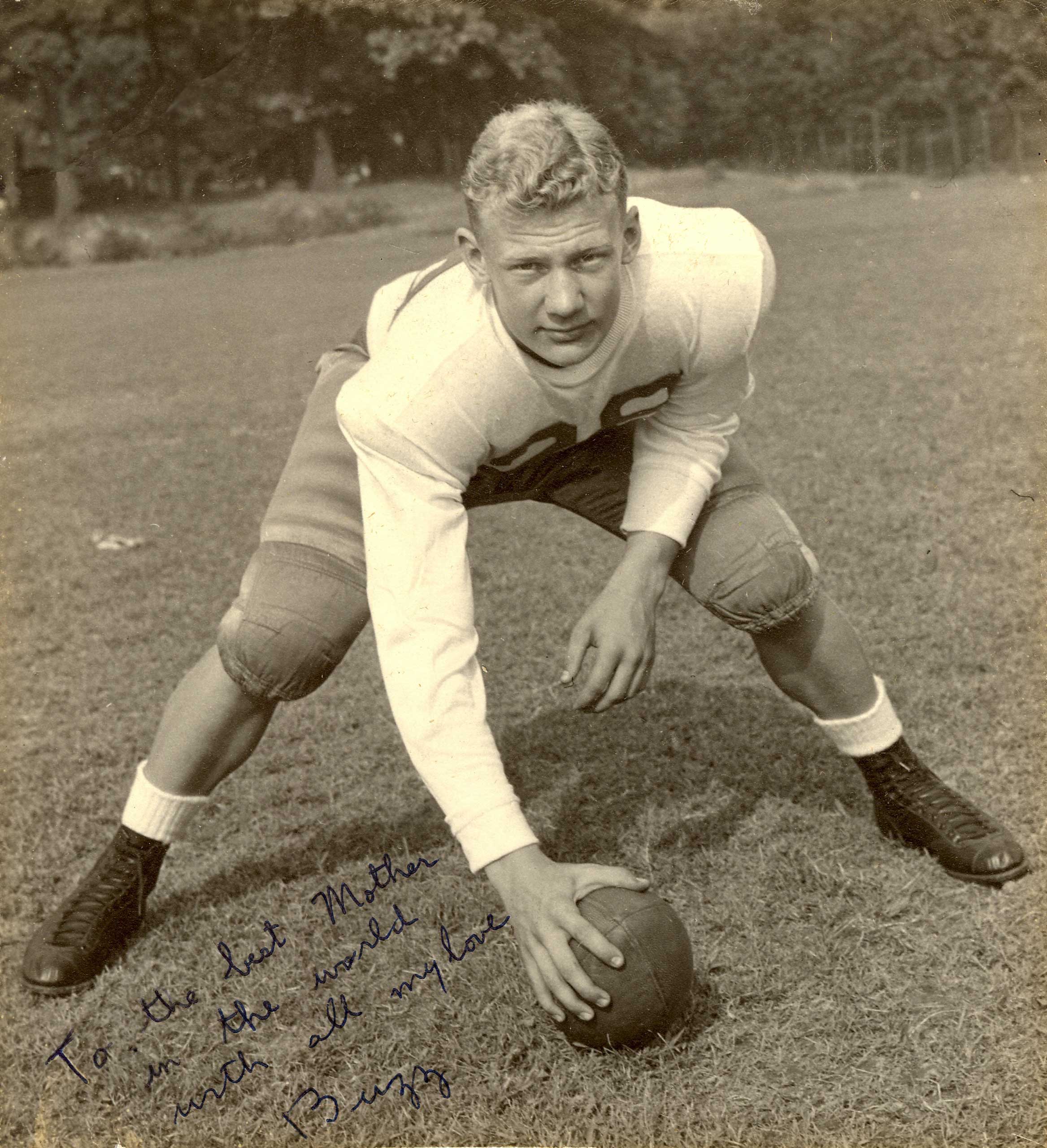 Aldrin played center for Montclair High School's football team which went undefeated in 1946.