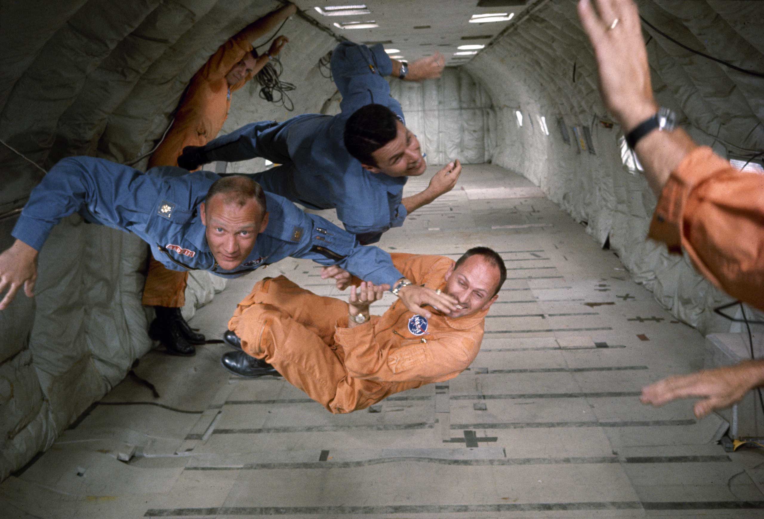 As part of their NASA mission training for Gemini 12 Aldrin along with fellow astronauts Charles Bassett and Theodore Freeman trained underwater and in weightless environments to simulate space conditions.