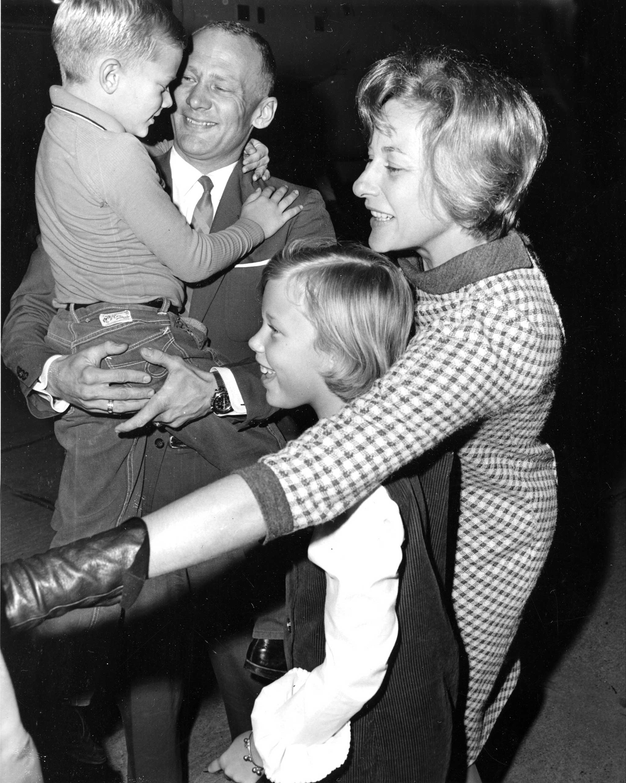 Aldrin has two sons and one daughter. A few days after his return to Earth from Gemini 12, he was reunited with his family at the Space Center in Houston on  Nov. 19, 1966.