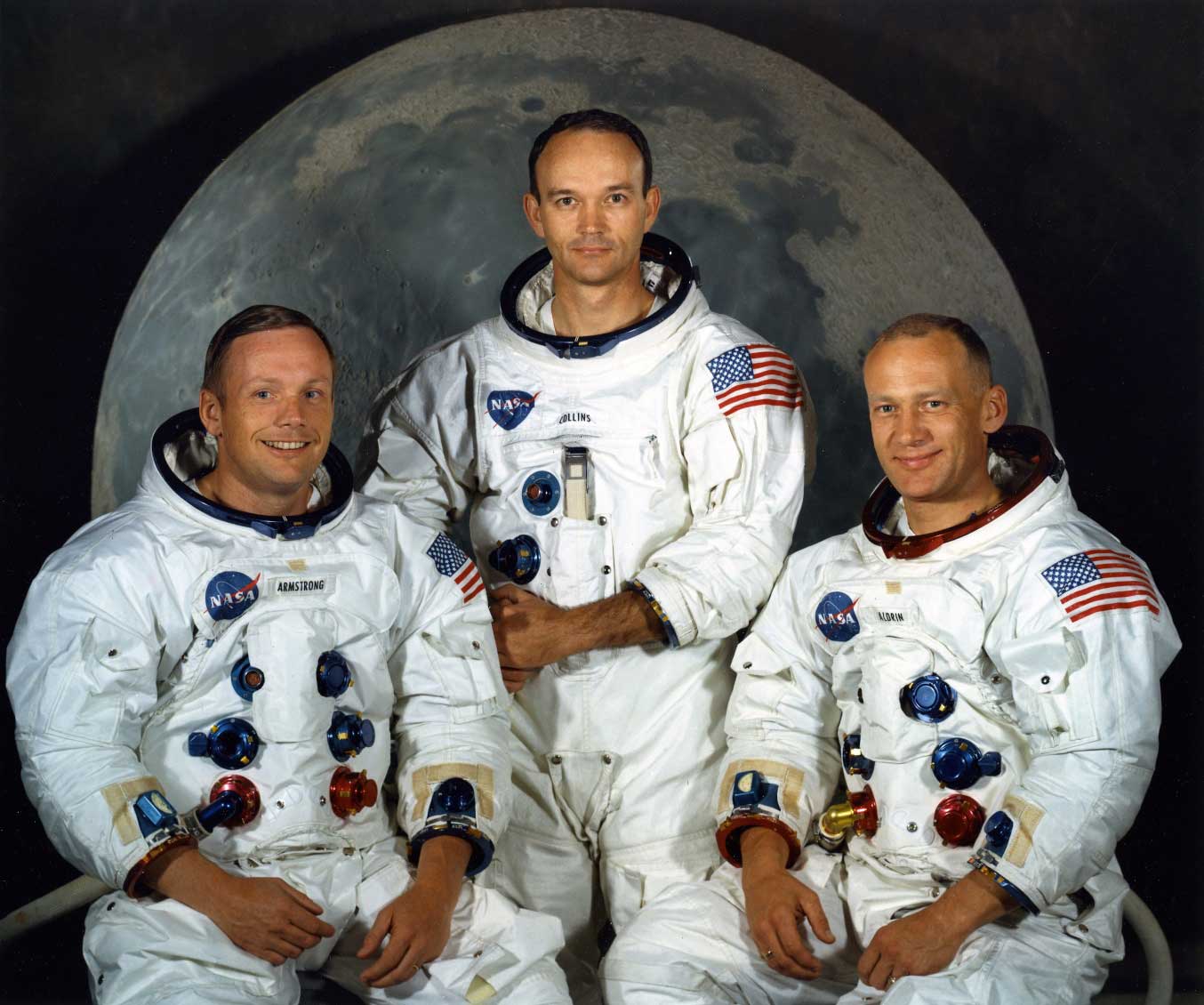 The Apollo 11 mission consisted of Commander Neil Armstrong, Command Module Pilot Michael Collins and Lunar Module Pilot, Buzz Aldrin. All three of the crew members had been on a previous space flight, making this only the 2nd all-veteran crew in spaceflight history.