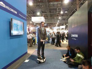 David Fisher of Inmotion SCV demonstrates the company's personal transporter at the Consumer Electronics Show on January 8, 2015 in Las Vegas.