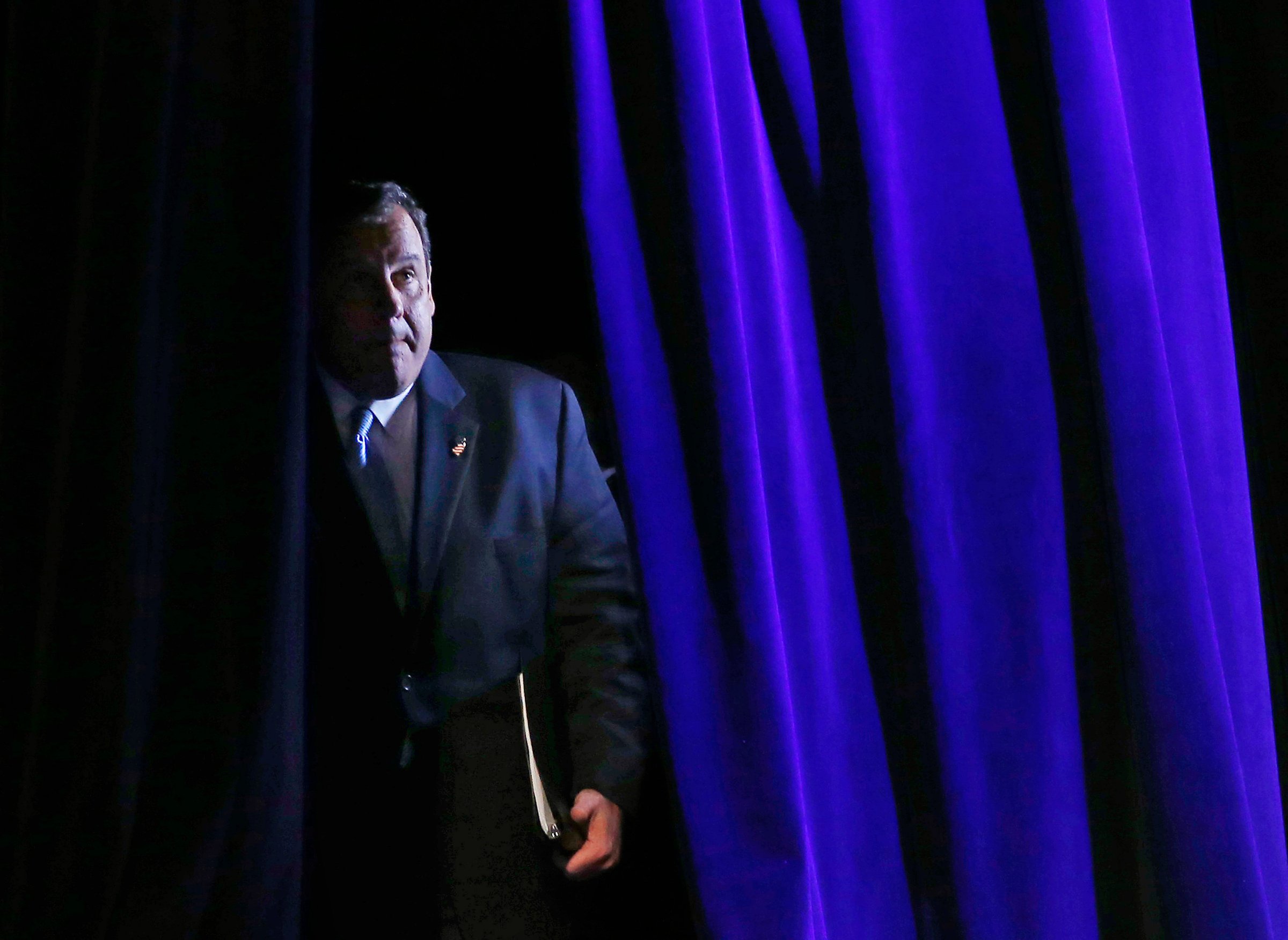 Governor of New Jersey Chris Christie arrives to speak at the Freedom Summit in Des Moines