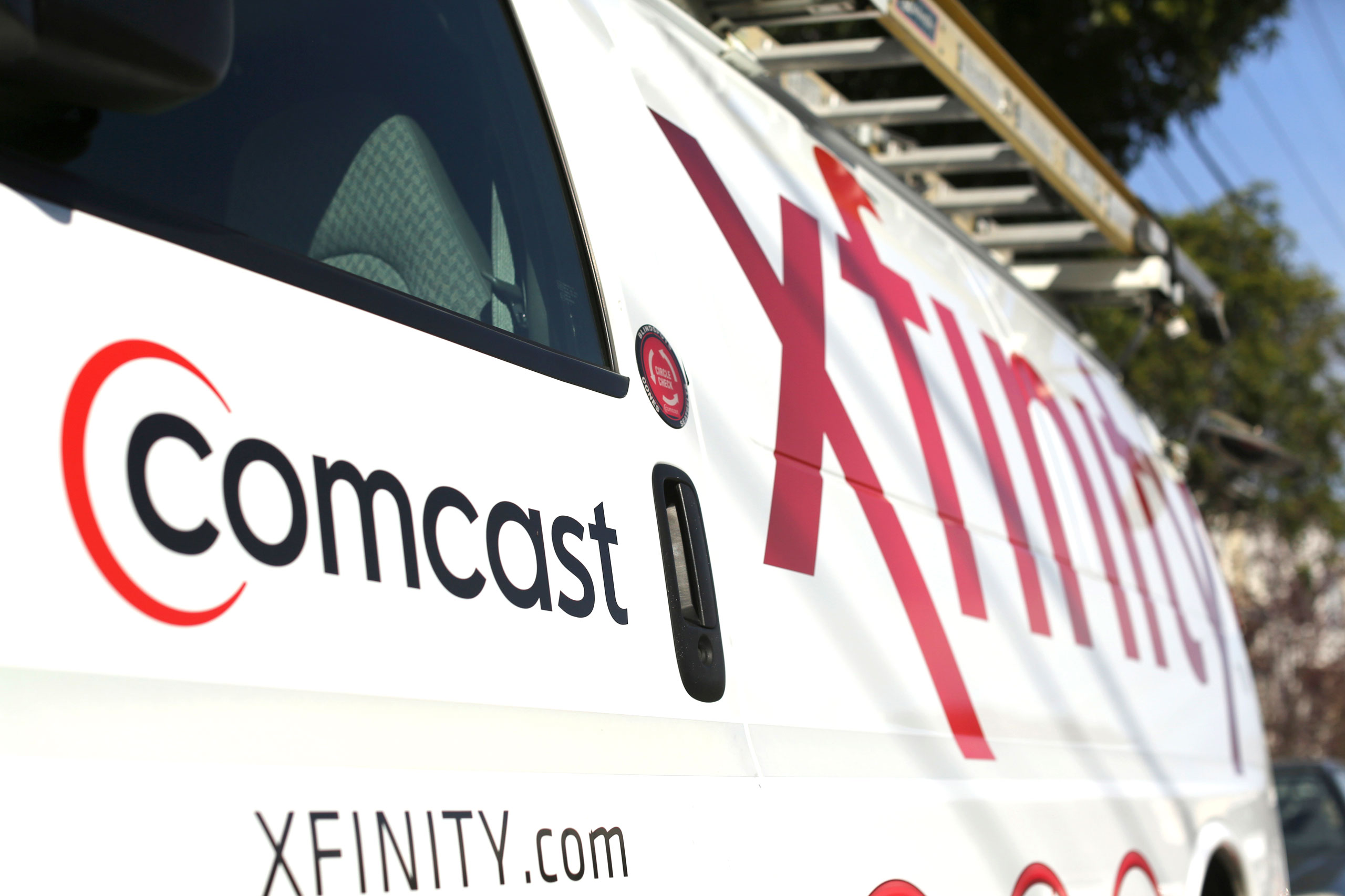 A Comcast logo on the side of a vehicle in San Francisco on Feb. 13, 2014. (Robert Galbraith—Reuters)