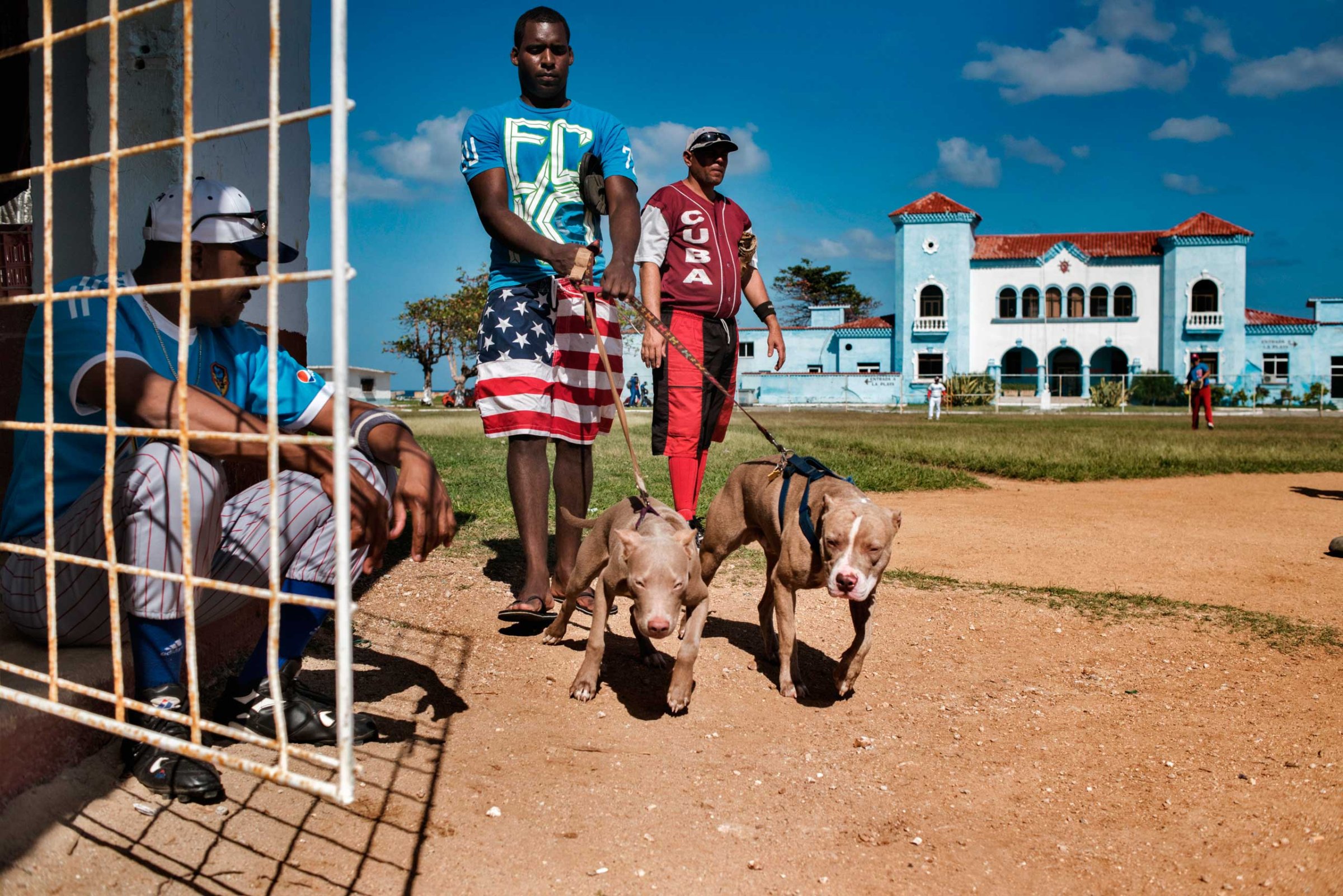 Young man wears shorts with the colors of the U.S. flag in Jaimanitas , Cuba, Jan. 2015.