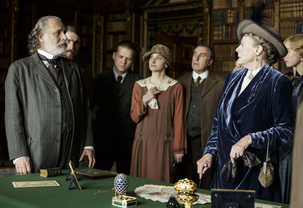 Downton Abbey, Season 5MASTERPIECE on PBSSundays, January 4 - March 1, 2015 at 9pm ETEpisode 3Mary and Lord Gillingham put their love to the test. Bates also faces a trial. Cora makes a newfriend. And Violet is reunited with an old one.Shown from left to right: Rade Sherbedgia as Kuragin and Maggie Smith as Violet, Dowager Countess of Grantham(C) Nick Briggs/Carnival Film &amp; Television Limited 2014 for MASTERPIECEThis image may be used only in the direct promotion of MASTERPIECE CLASSIC. No other rights are granted. All rights are reserved. Editorial use only. USE ON THIRD PARTY SITES SUCH AS FACEBOOK AND TWITTER IS NOT ALLOWED.