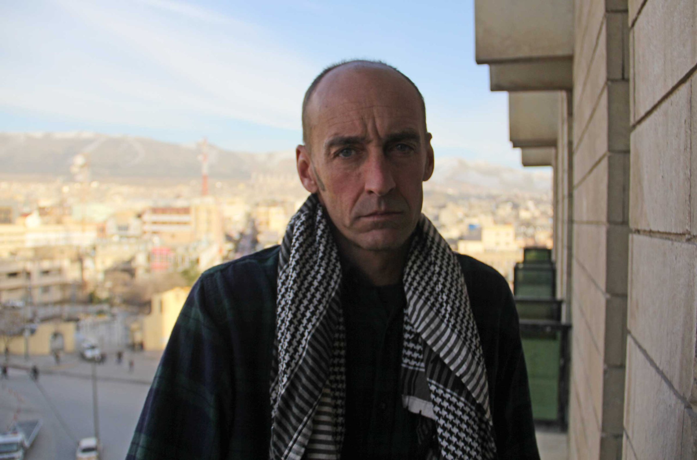 Dean Parker in the Iraqi Kurdish city of Sulaymaniah after spending weeks on the front lines with Kurdish fighters in Syria. Jan. 14, 2015.