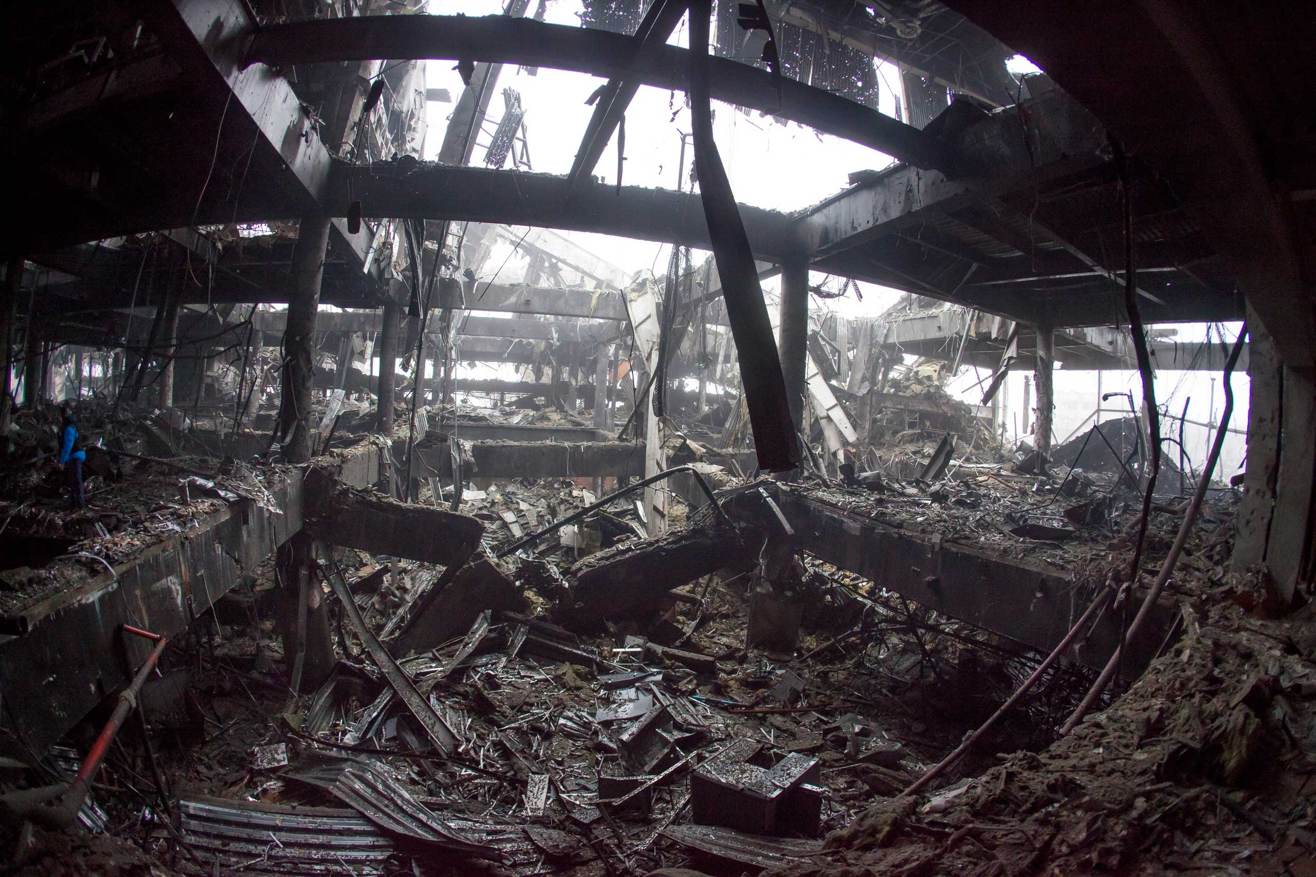 Inside the destroyed airport on Jan. 21, 2015.