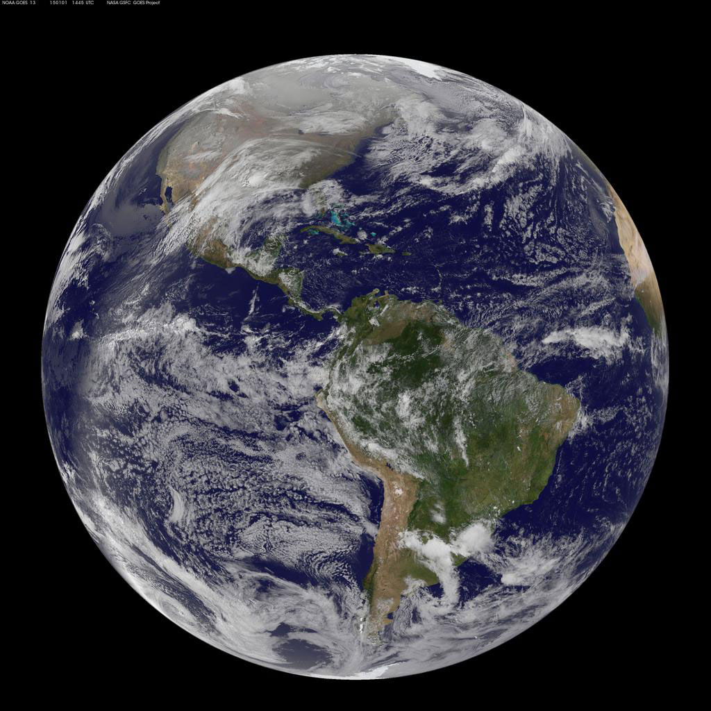 GOES-East captured this view of Earth on Jan. 1, 2015 at 14:45 UTC/9:45am EST.