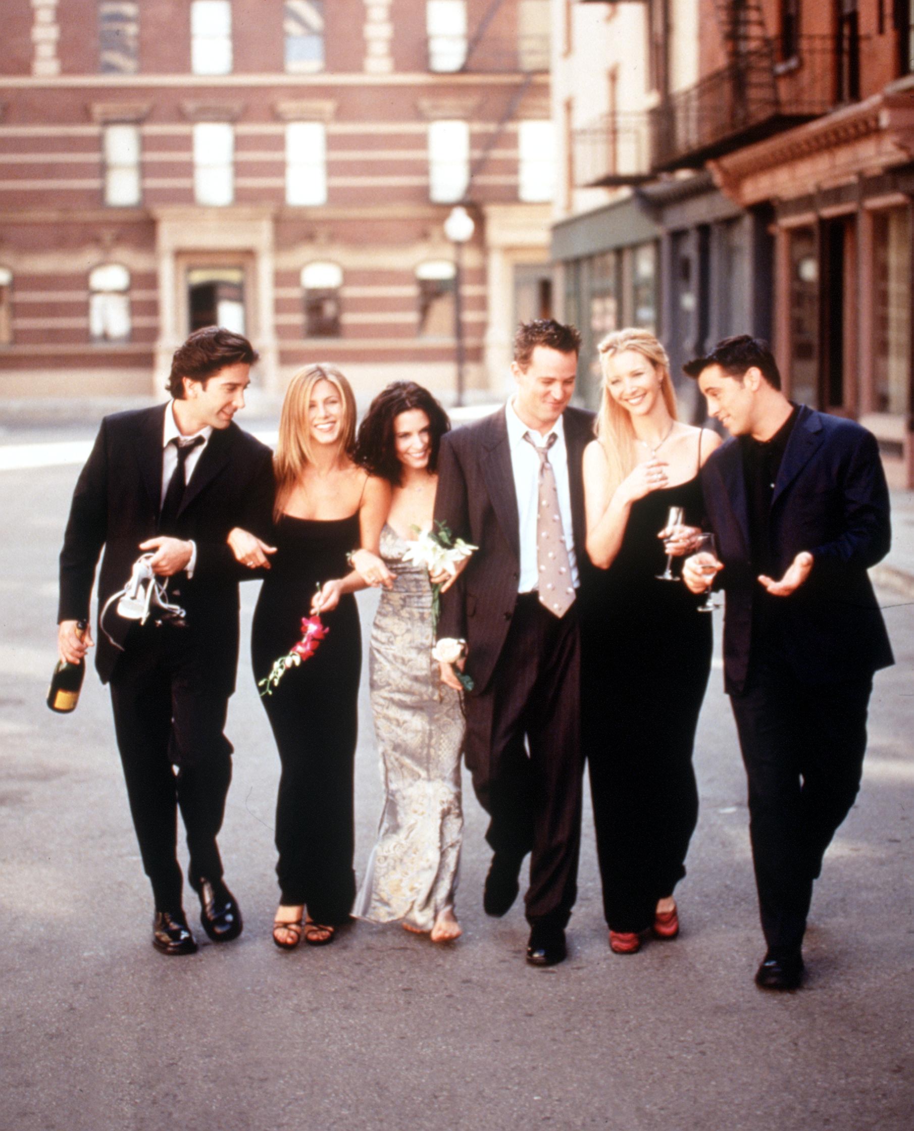 The cast of <i>Friends</i>. From left: David Schwimmer, Jennifer Aniston, Courtney Cox, Matthew Perry, Lisa Kudrow and Matt Leblanc.